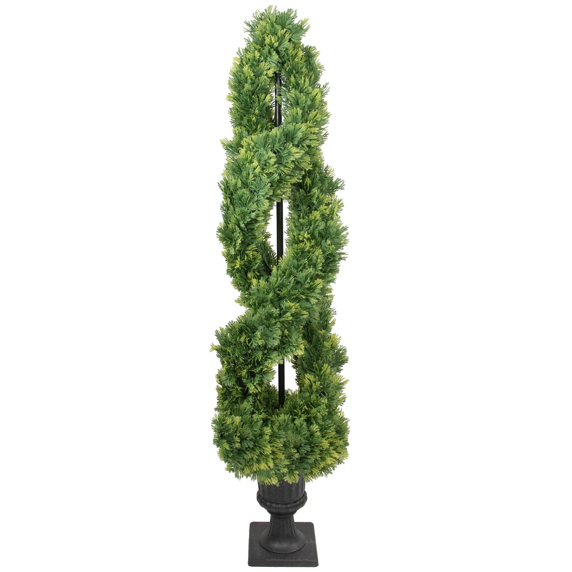 4.5Ft Unlit Artificial Cedar Double Spiral Topiary Tree in Urn Style Pot By Northlight in Green | 54" x 13" | Michaels®