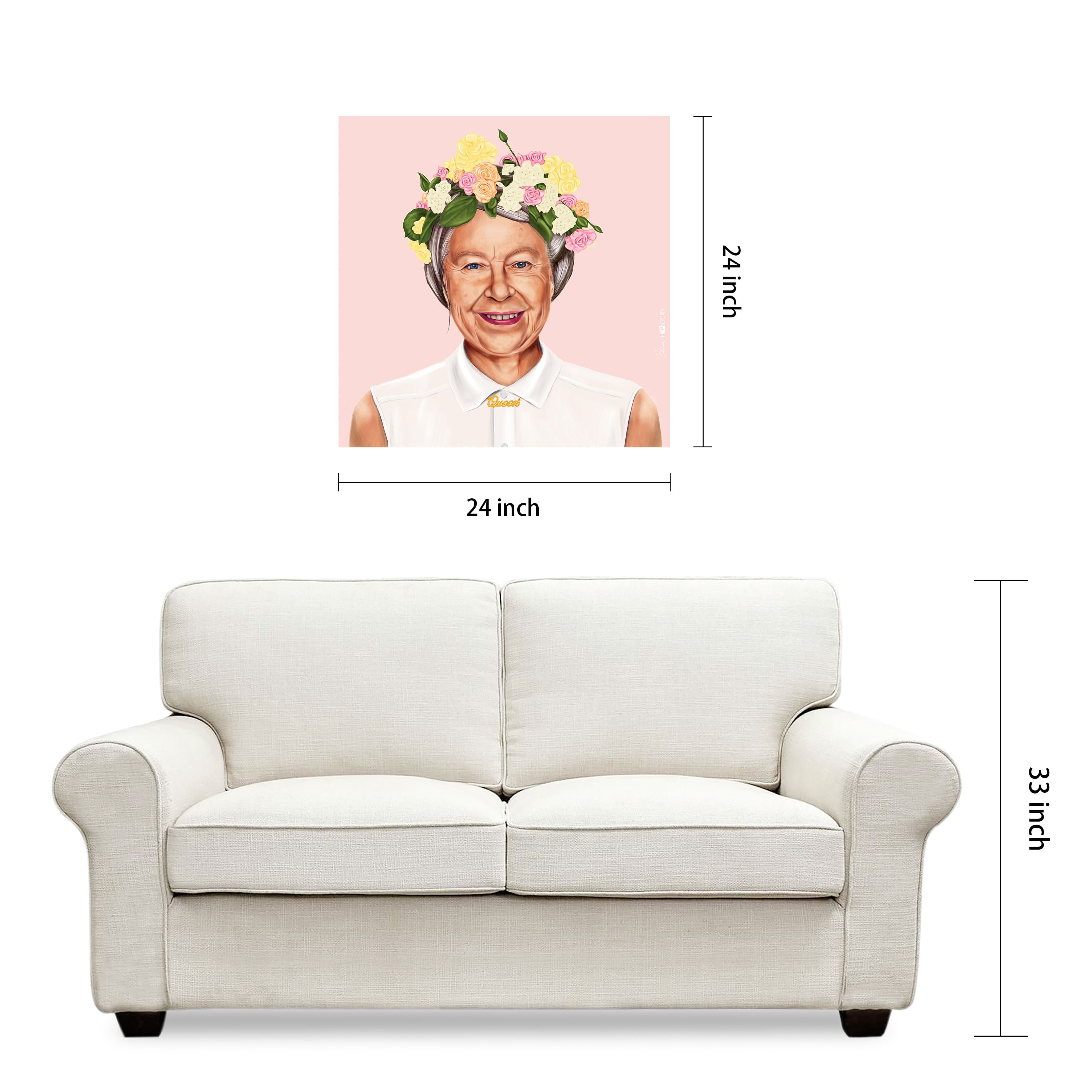 Empire Art Direct Hipstory™ 24" x 24" Hip Queen Elizabeth II Frameless Printed Tempered Glass Wall Art