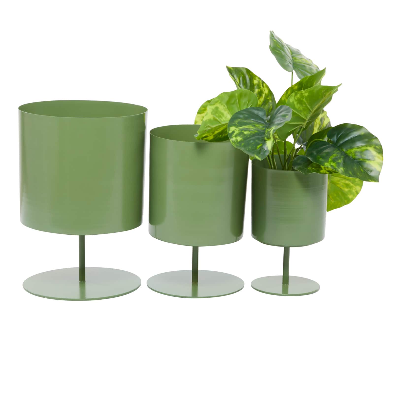 Green Modern Metal Planter Set