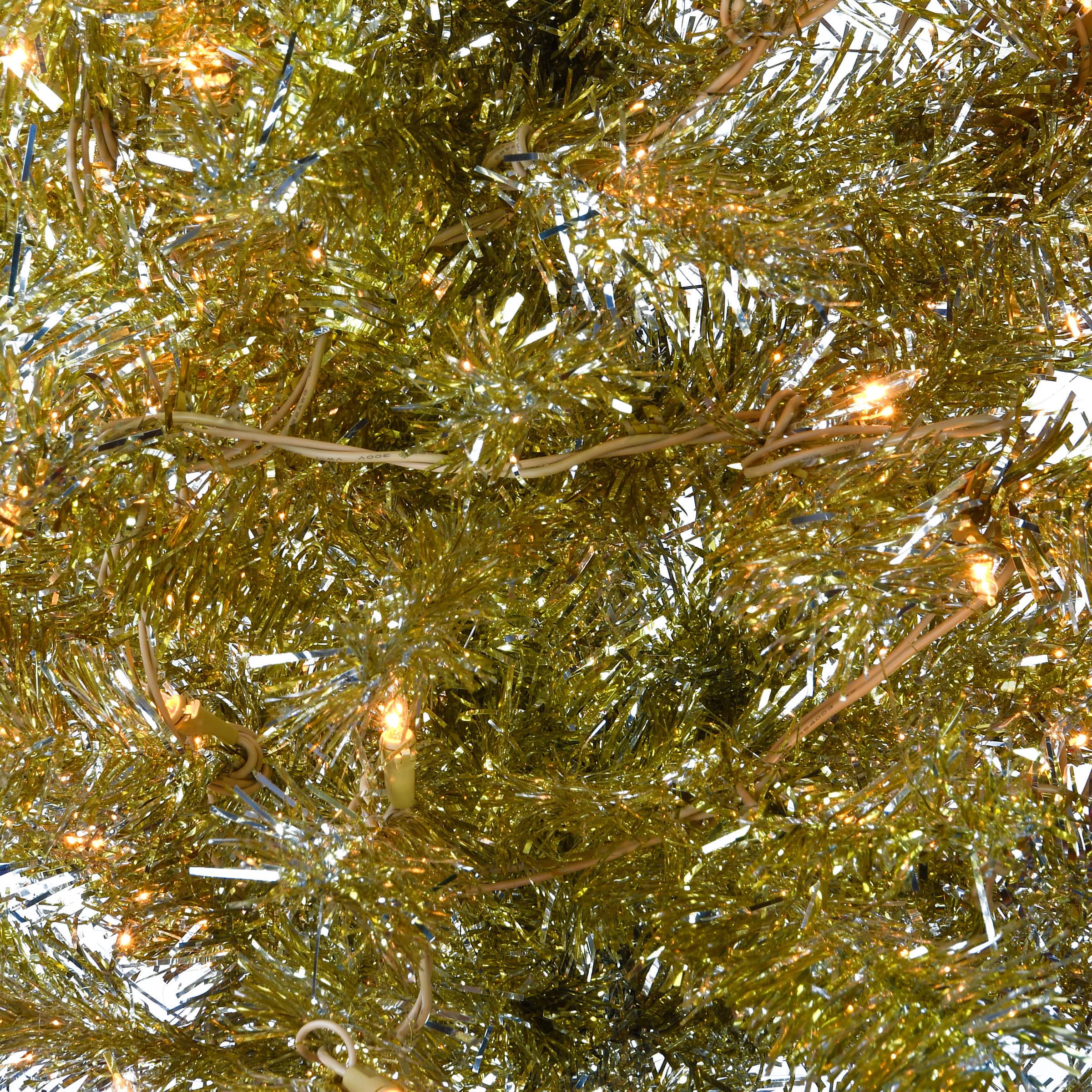 4ft. Pre-Lit Champagne Tinsel Artificial Christmas Tree, Clear Lights