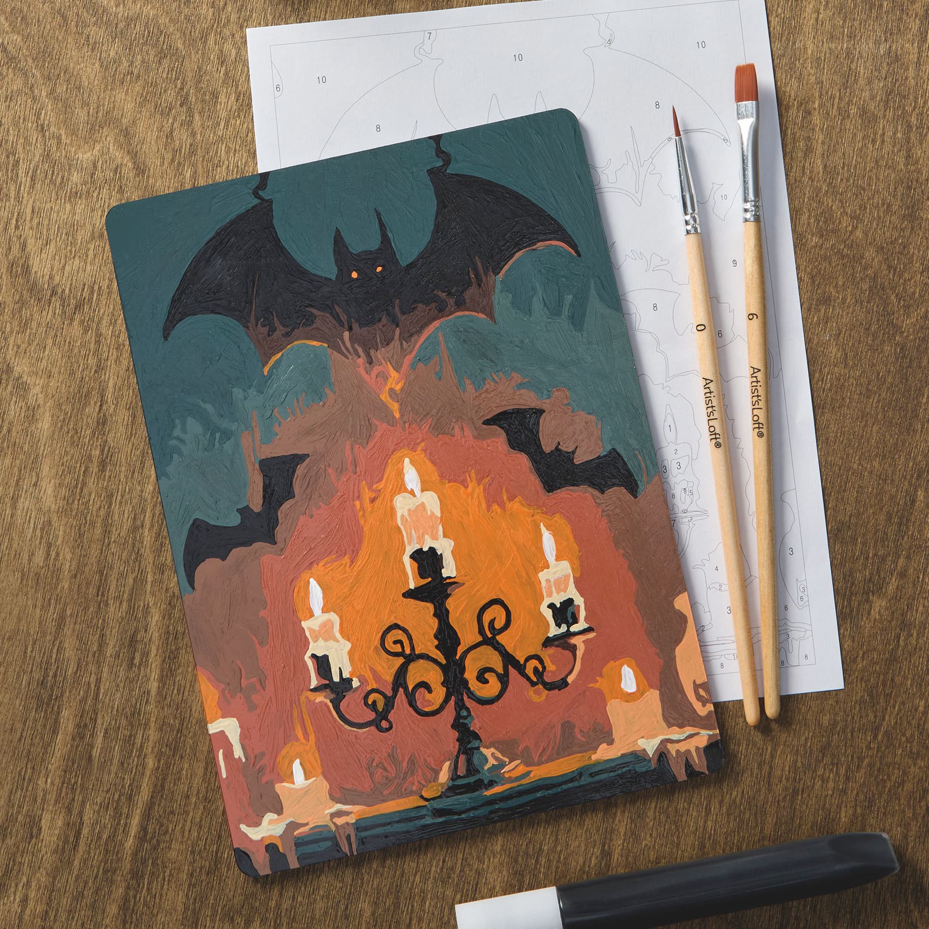 Light Up Candelabra Bats Paint-by-Number Acrylic Surface Kit by Artist's Loft®