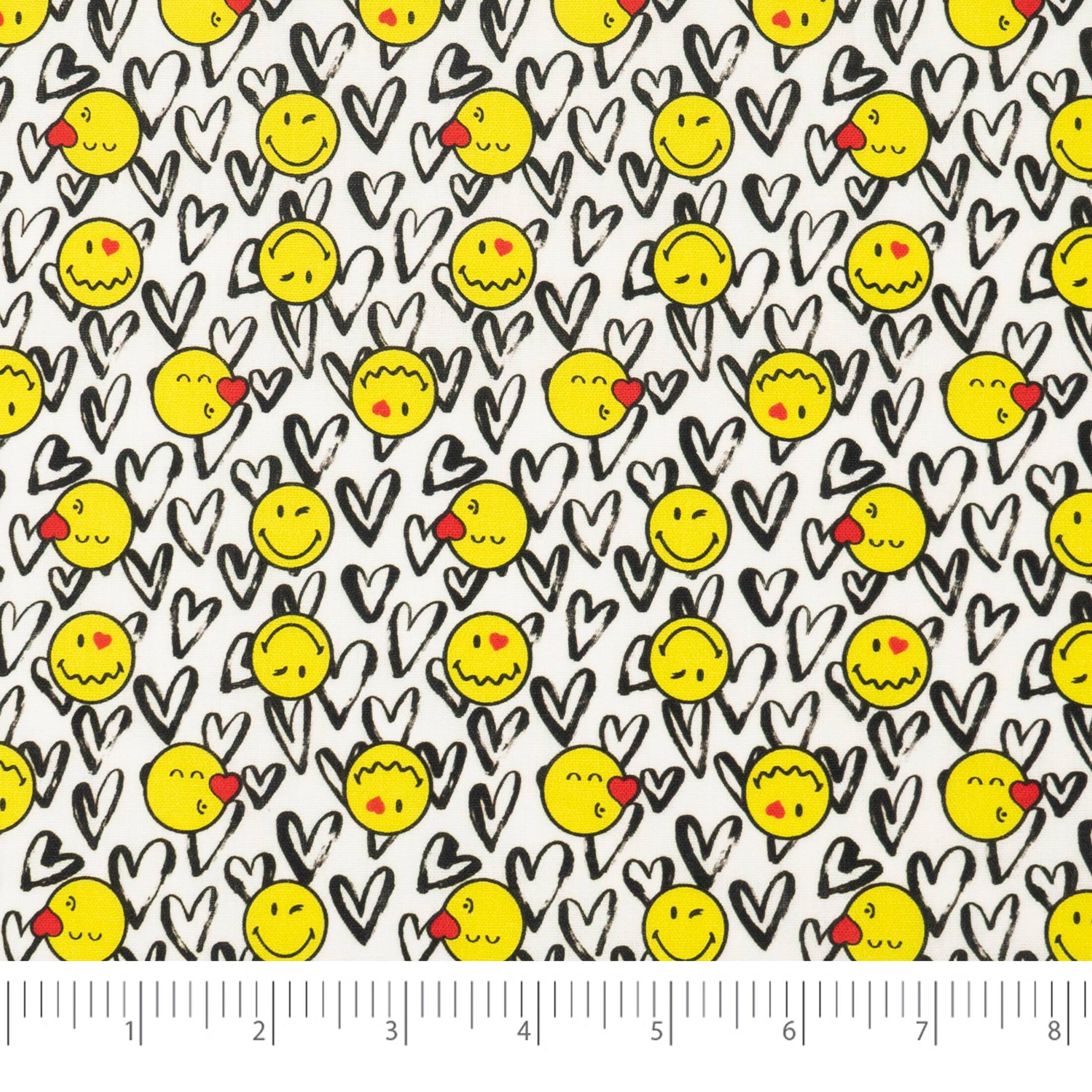 Stitch & Sparkle Smiley World Smile & Love Cotton Fabric