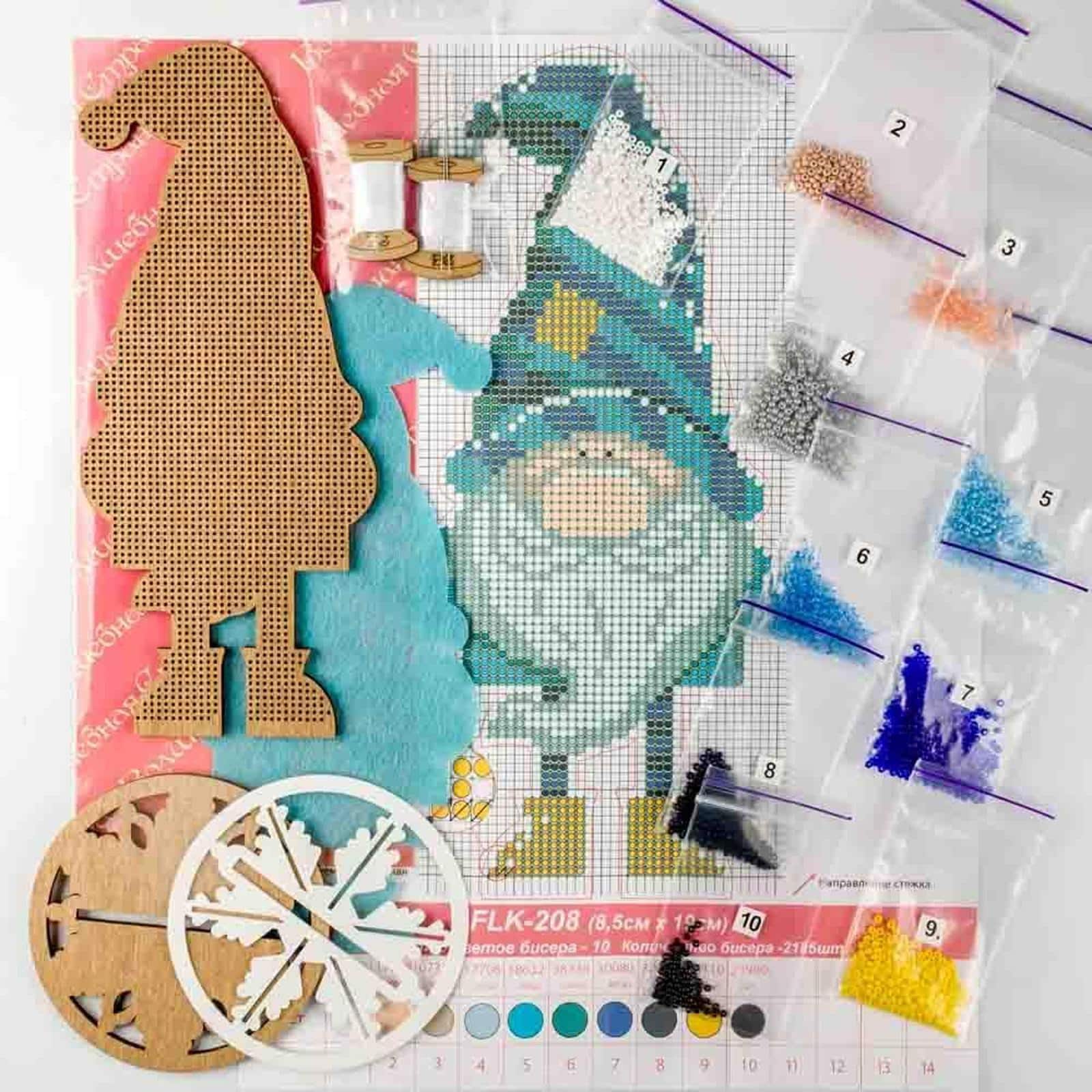 Wonderland Crafts Gnome Bead Embroidery on Wood Kit
