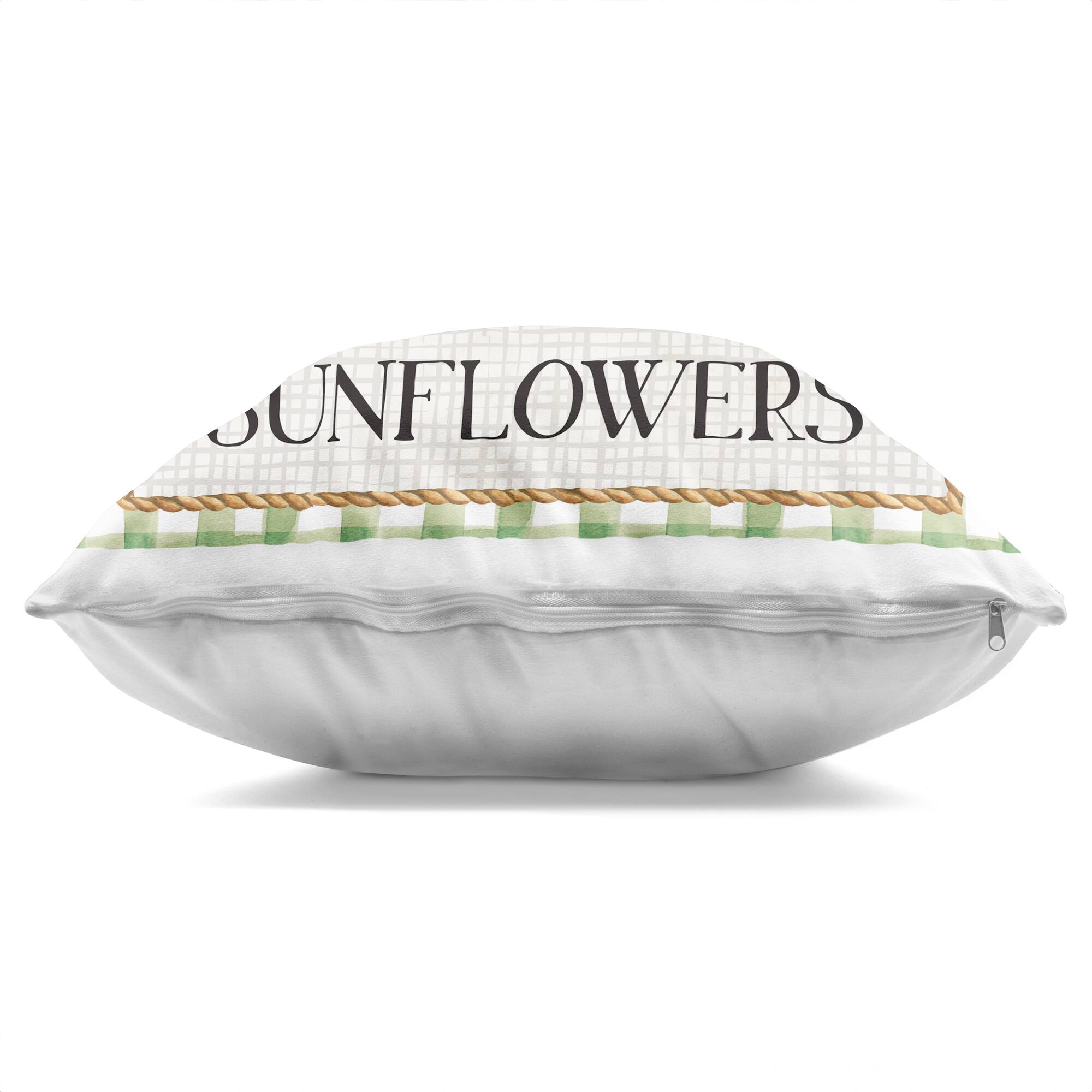 Stupell Industries Farm Fresh Sunflowers Gingham Truck Decorative Printed Throw Pillow