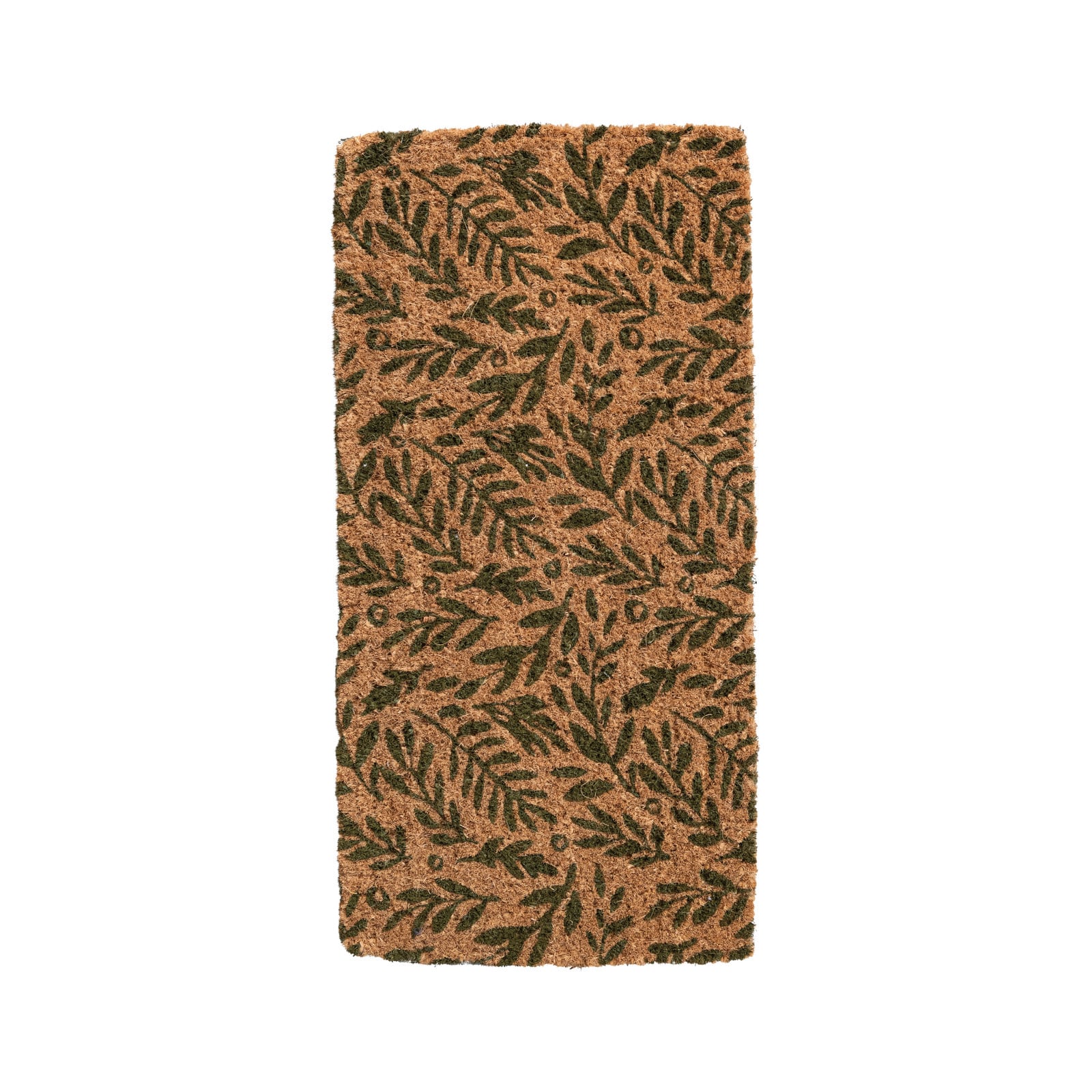 Hello Honey® 32" x 16" Green & Natural Coir Doormat with Botanical Pattern