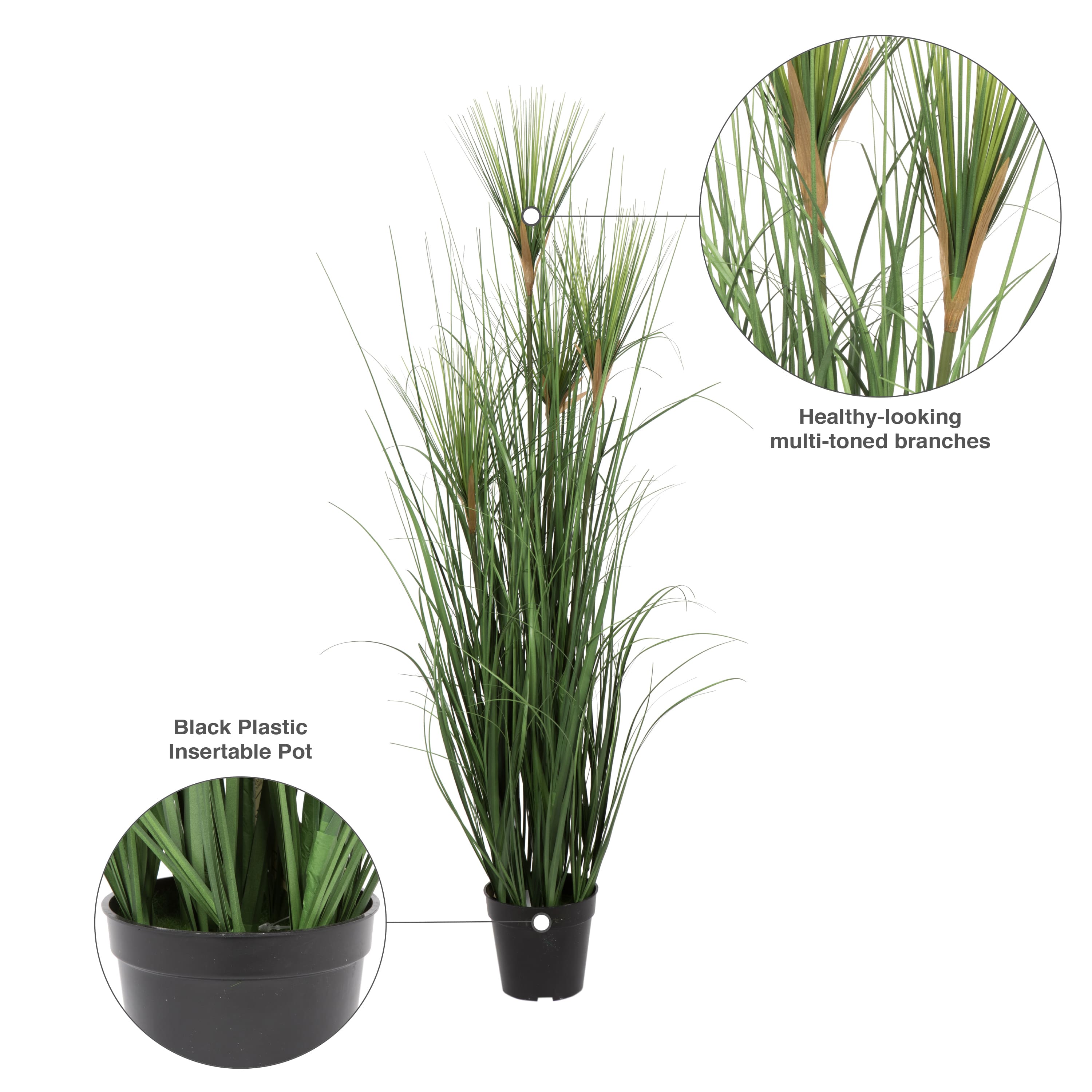 4ft. Potted Artificial Green Brushed Grass