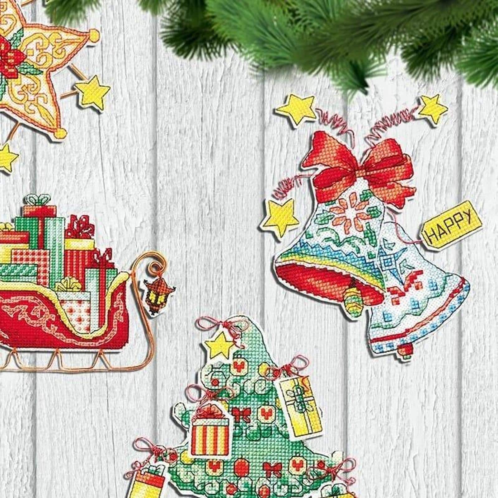 Crystal Art Christmas Tree Toy Plastic Canvas Counted Cross Stitch Kit Set Of Pictures Christmas Toys