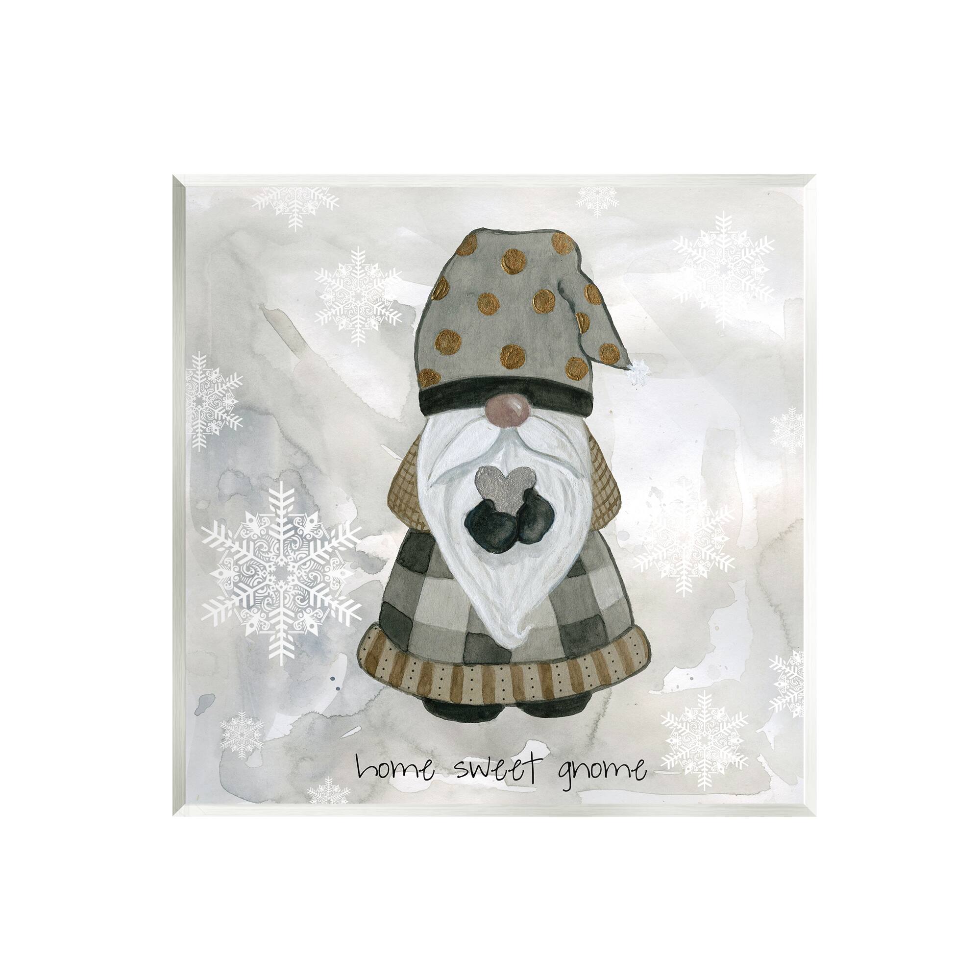 Stupell Industries Home Sweet Gnome Winter Snowflakes Wall Plaque Art