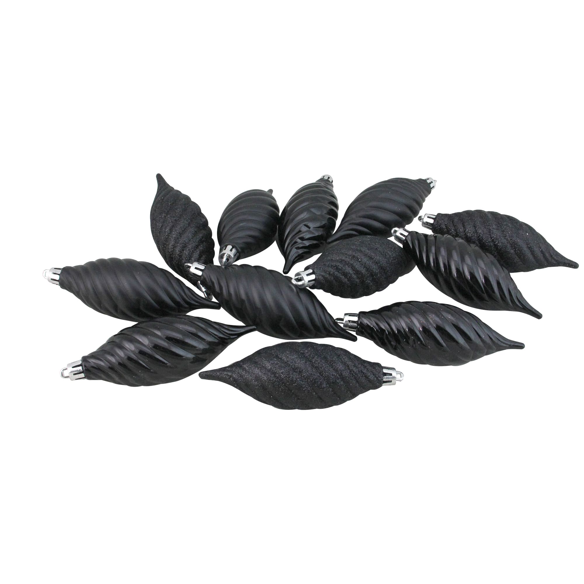 125ct. Jet Black Shatterproof 4-Finish Christmas Ornaments