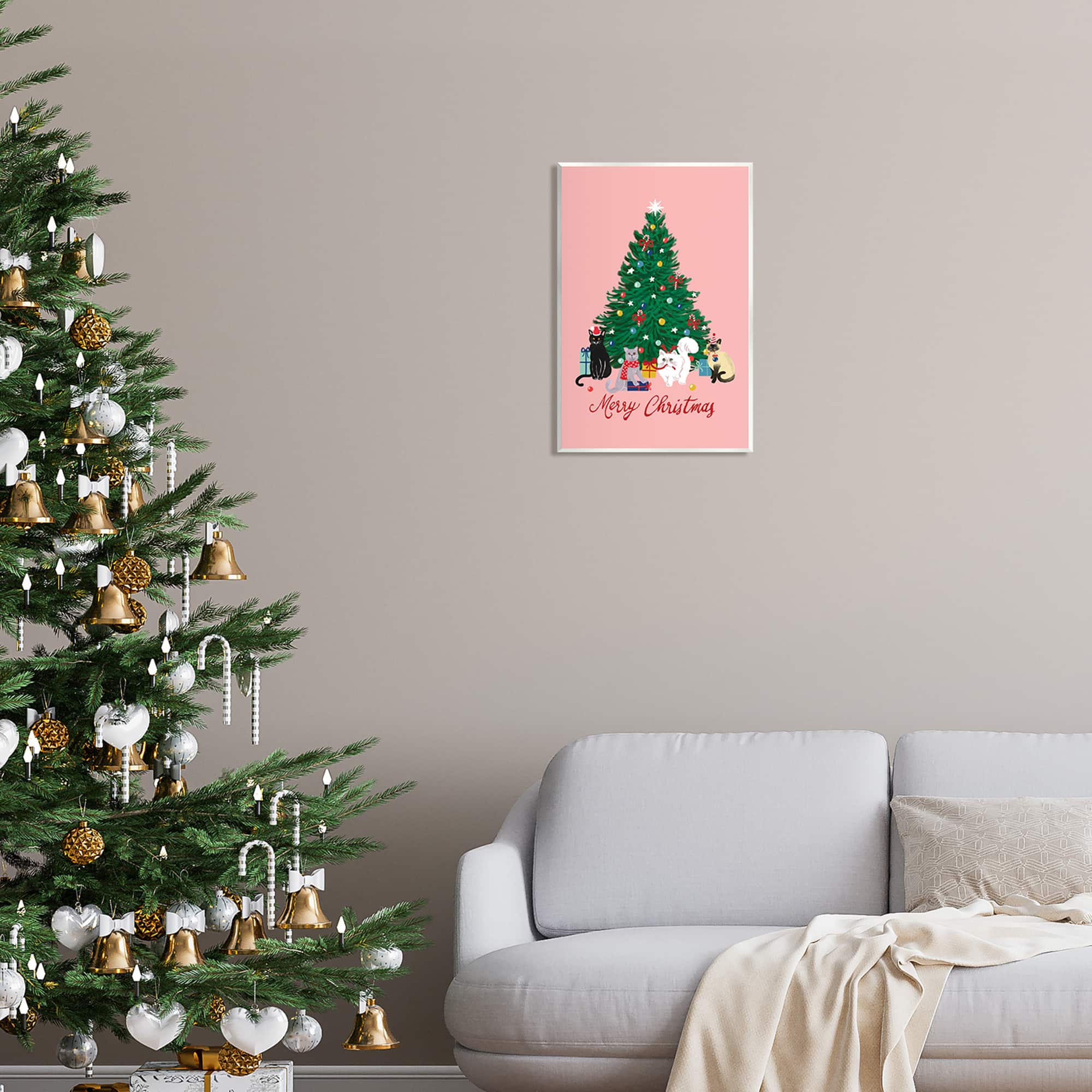 Stupell Industries Merry Christmas Holiday Cats Wall Plaque Art