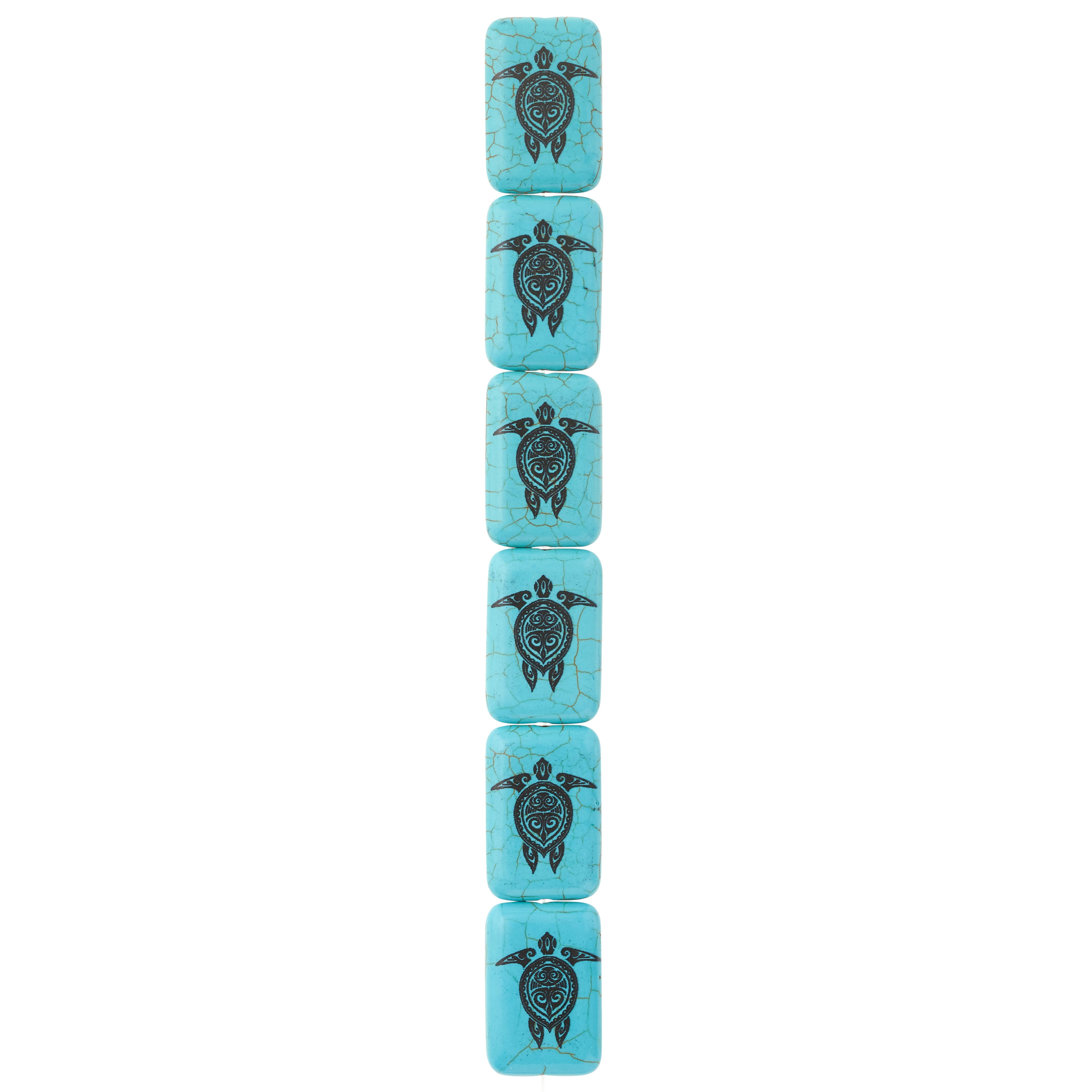 Turquoise Reconstituted Stone Turtle Print Rectangle Beads, 30mm by Bead Landing™