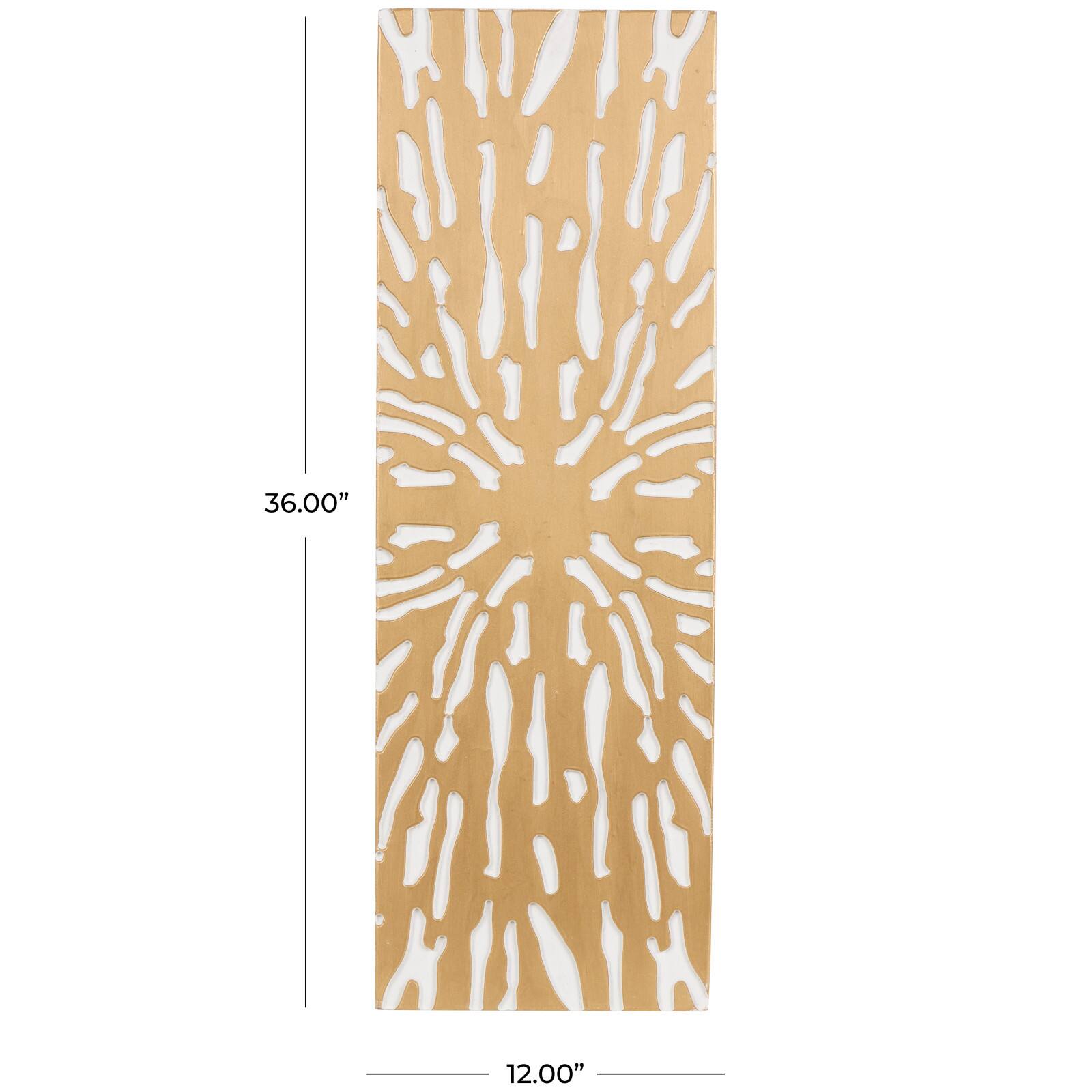 Gold & White Abstract Starburst Carved MDF Wall Décor