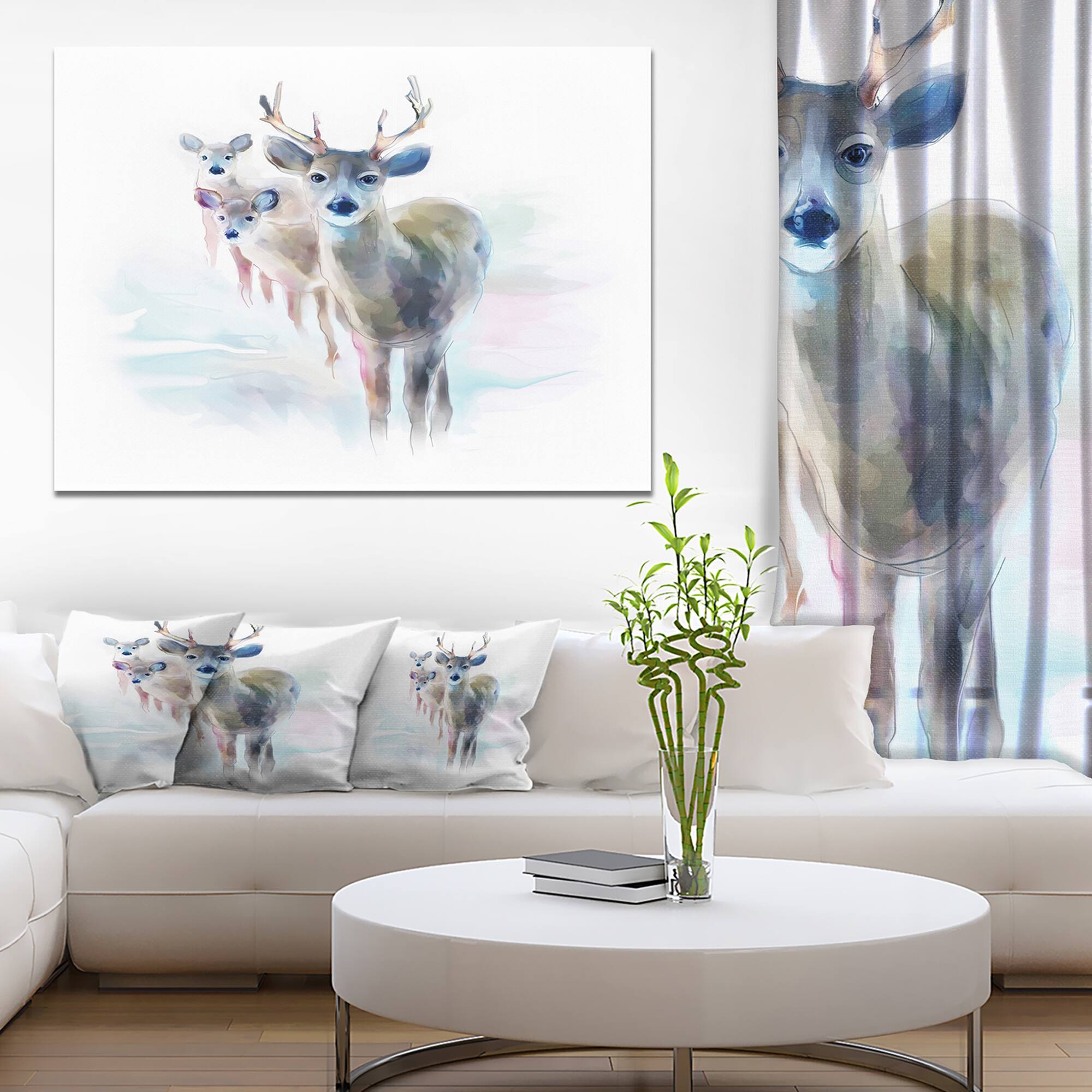 Designart - Beautiful Deer With Big Horns - Animal Canvas Art Print