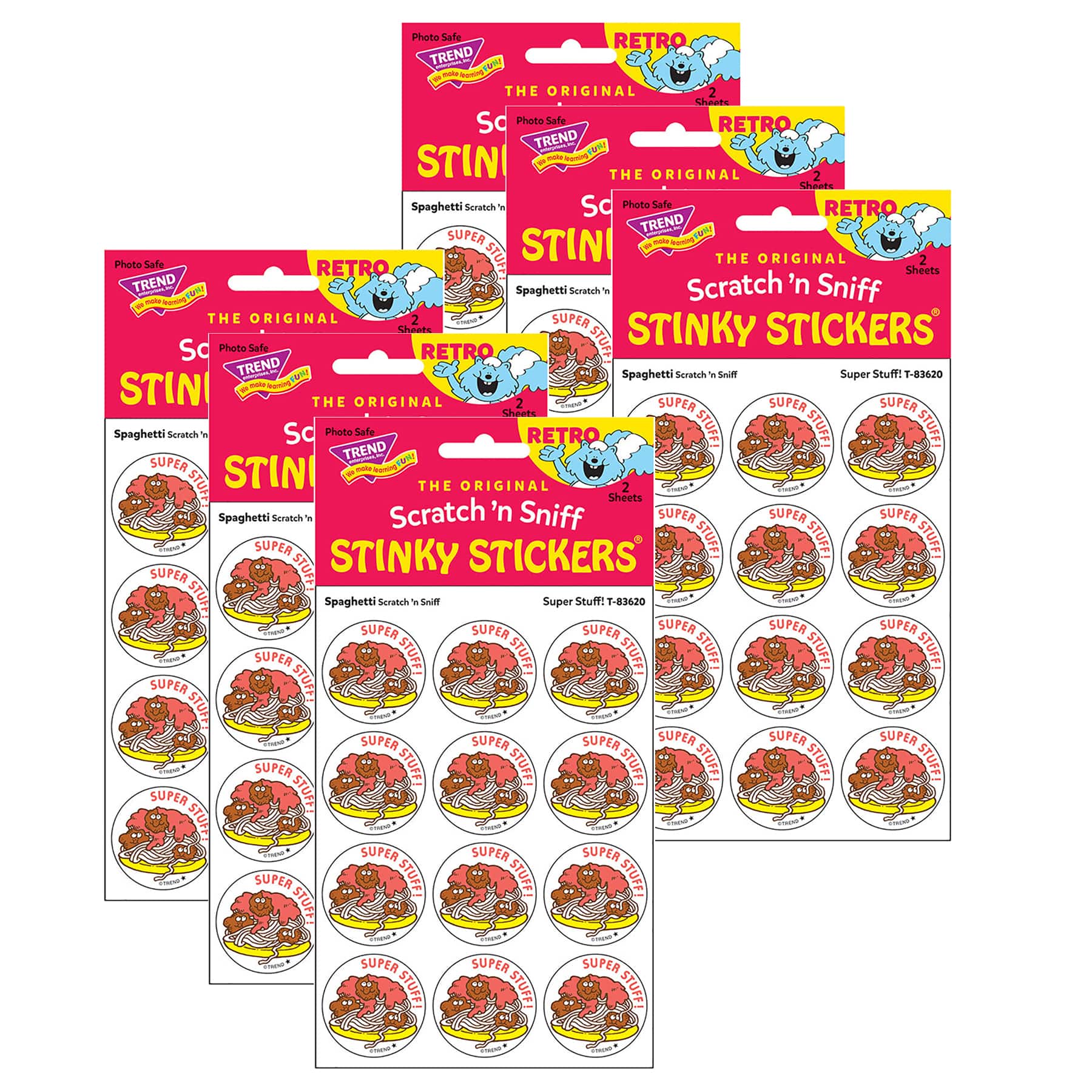TREND Enterprises® Super Stuff! Spaghetti Scented Stickers, 6 Packs of 24