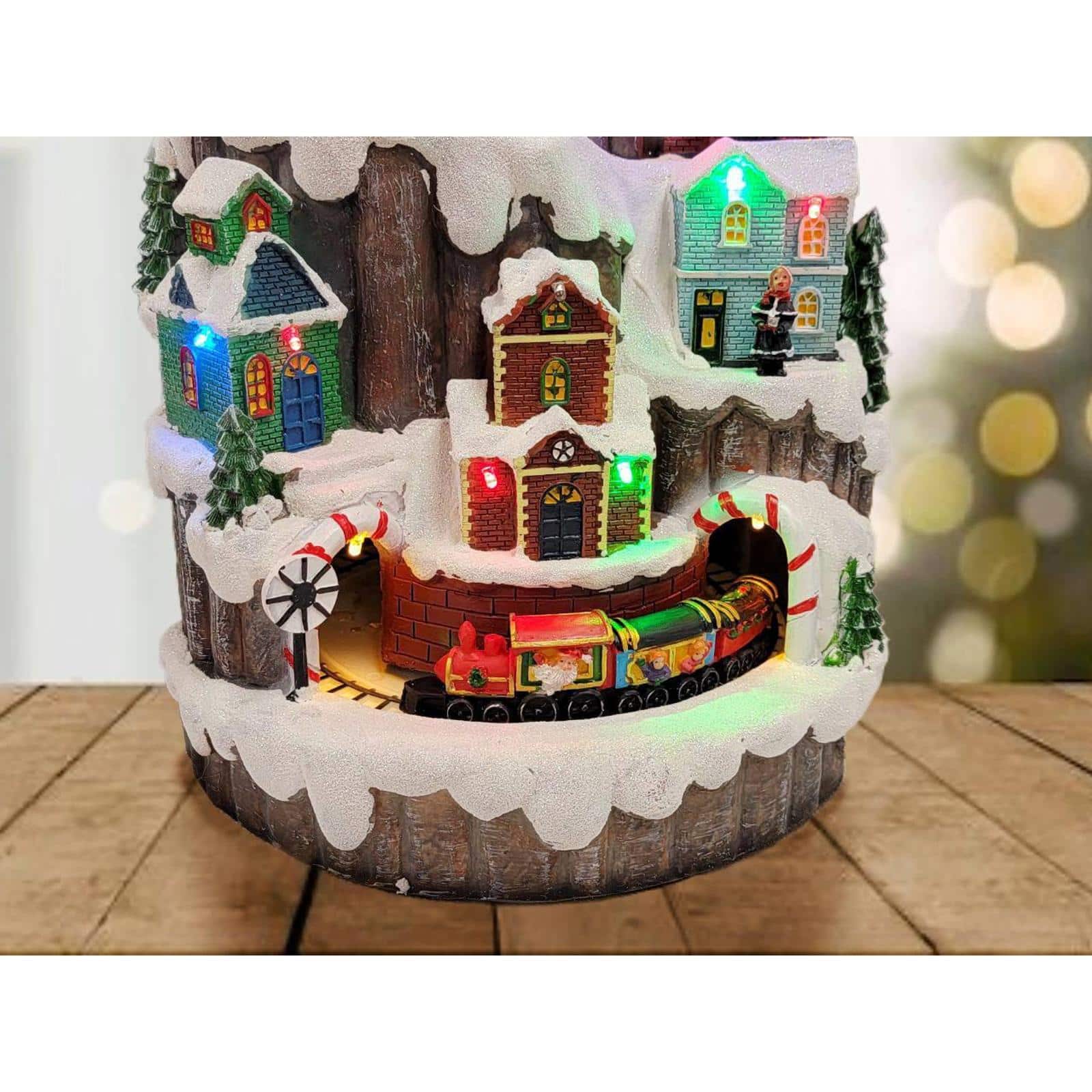 20" Christmas Village with Snowy Mountain Decoration