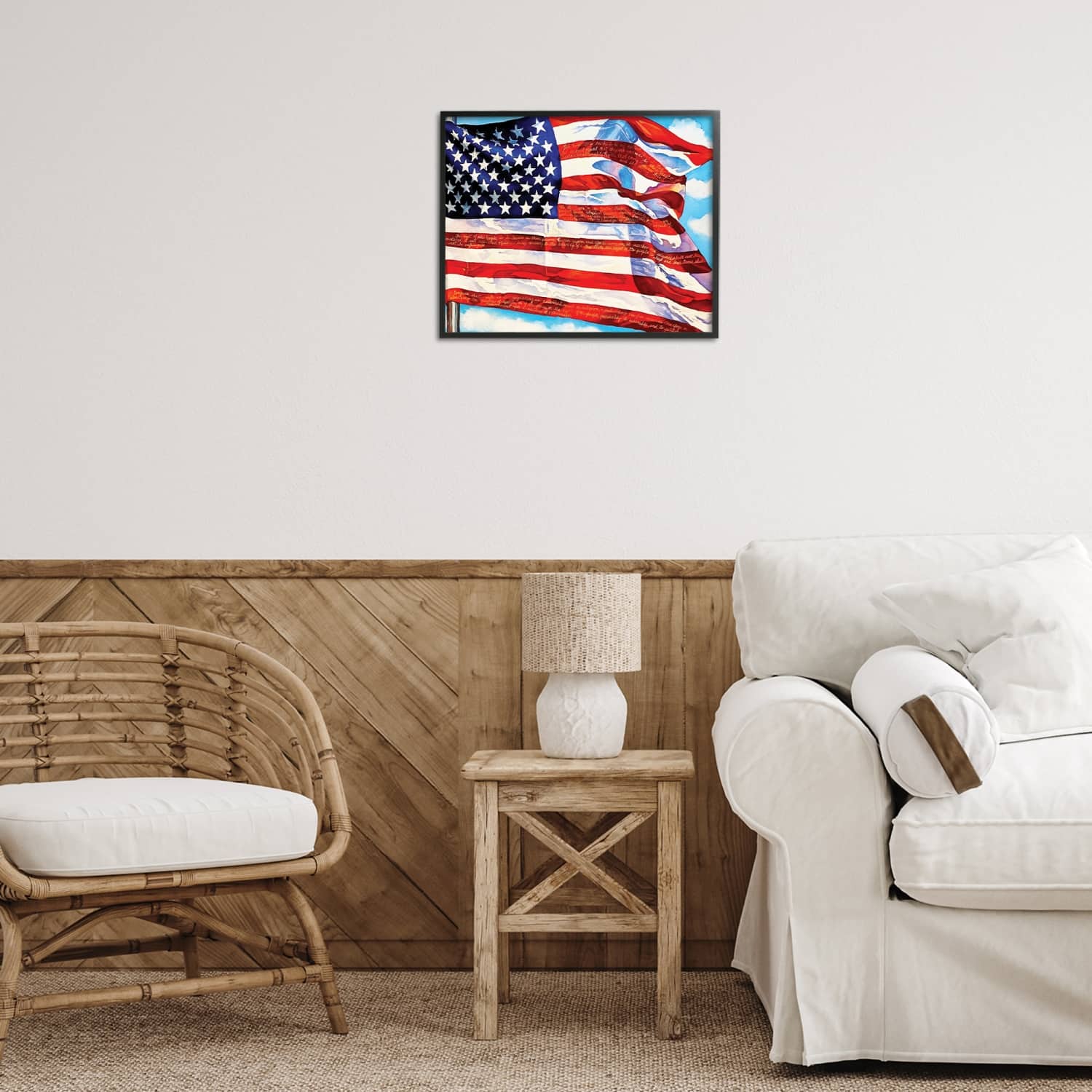 Stupell Industries Windblown American Flag Framed Giclee Art