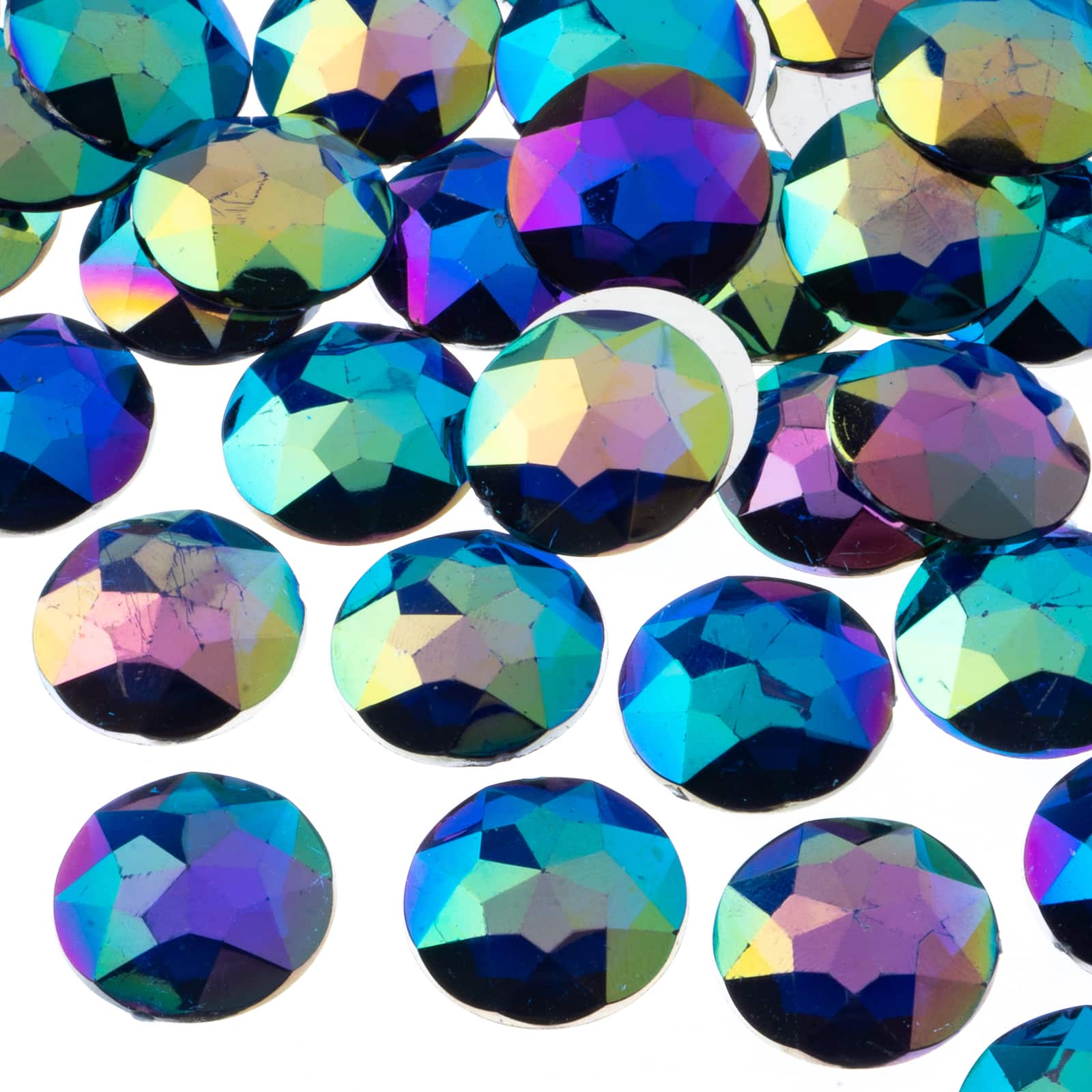 John Bead 20mm AB Acrylic Round Flat Back Rhinestones, 200ct.