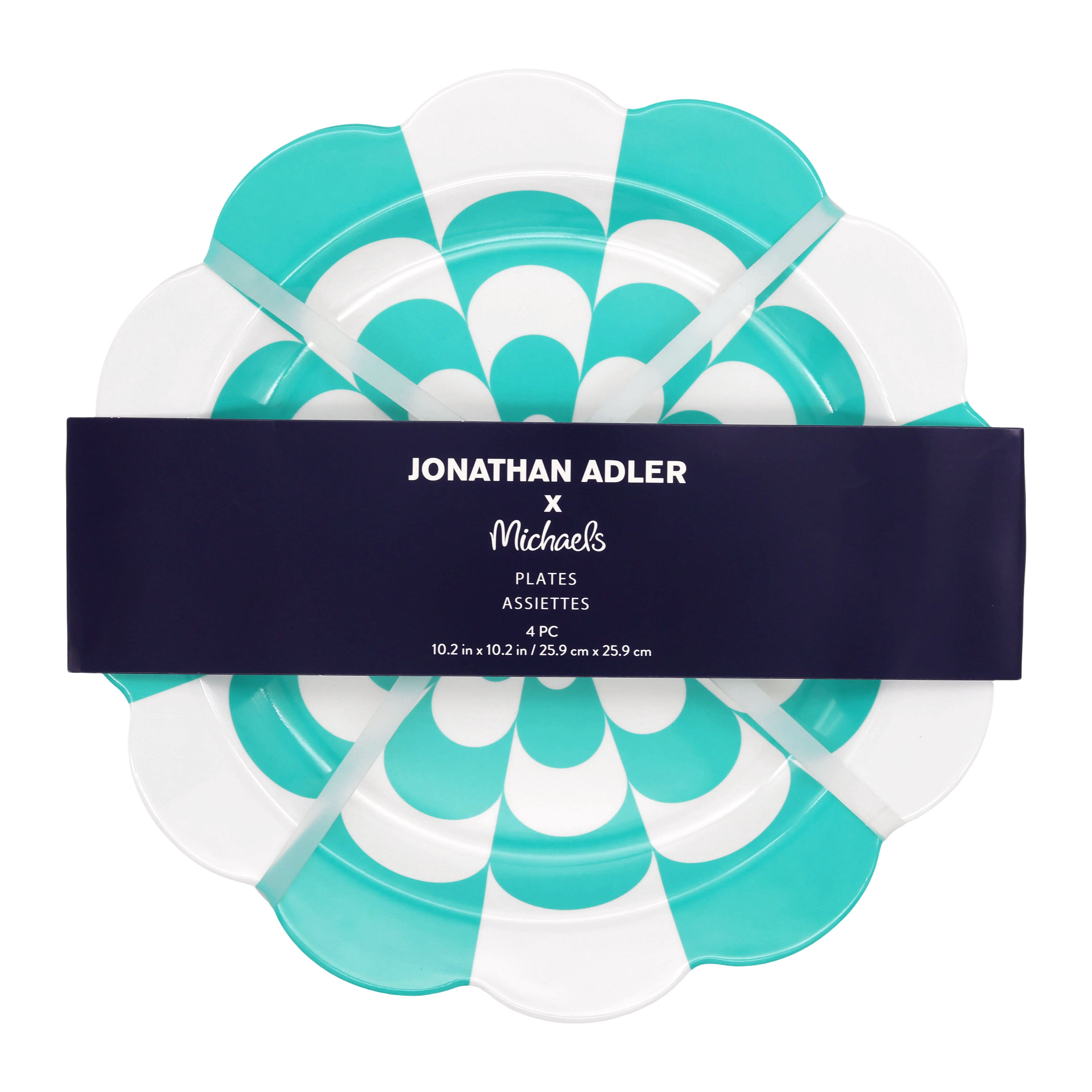 Jonathan Adler x Michaels 10" Teal Wave Melamine Plates, 4ct.