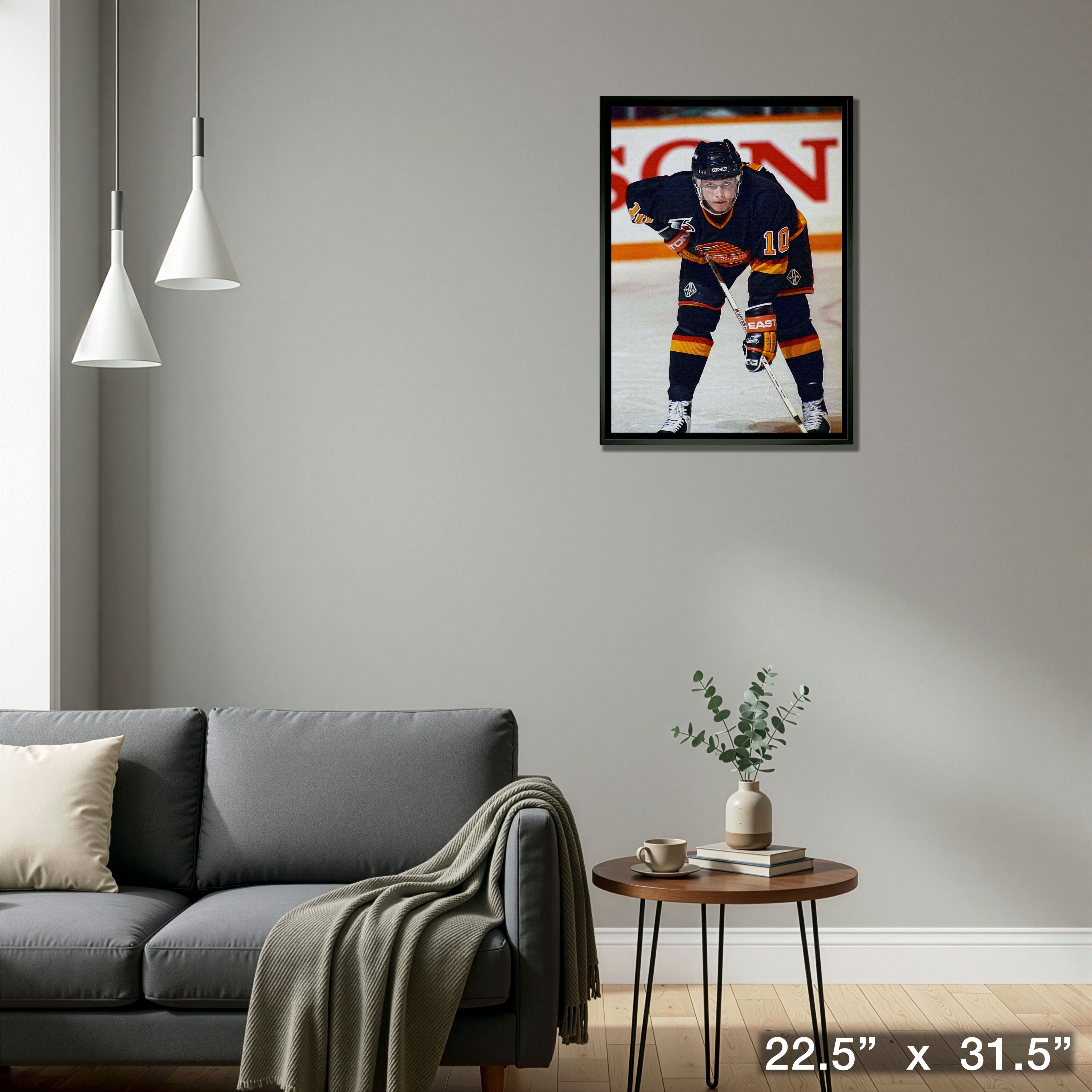 Pavel Bure 20" x 29" Framed Canvas Canucks Face-Off-V 22.5" x 31.5"