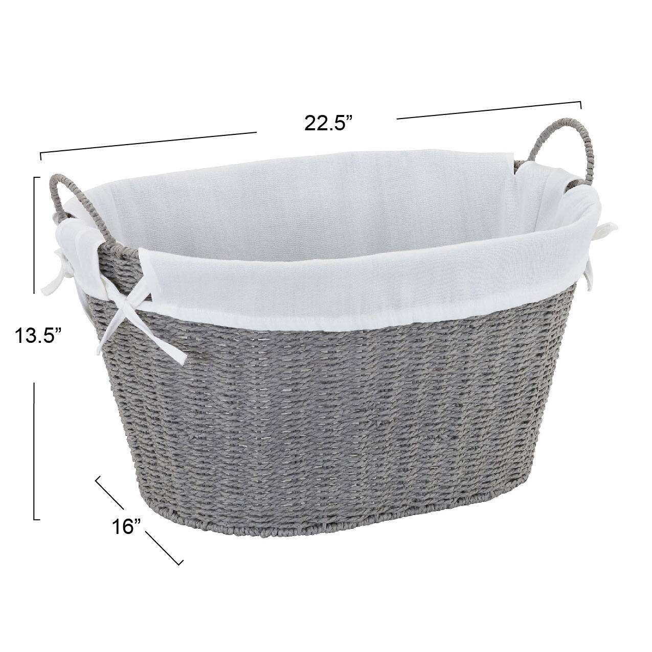 Household Essentials Gray Wicker Lined Laundry Basket