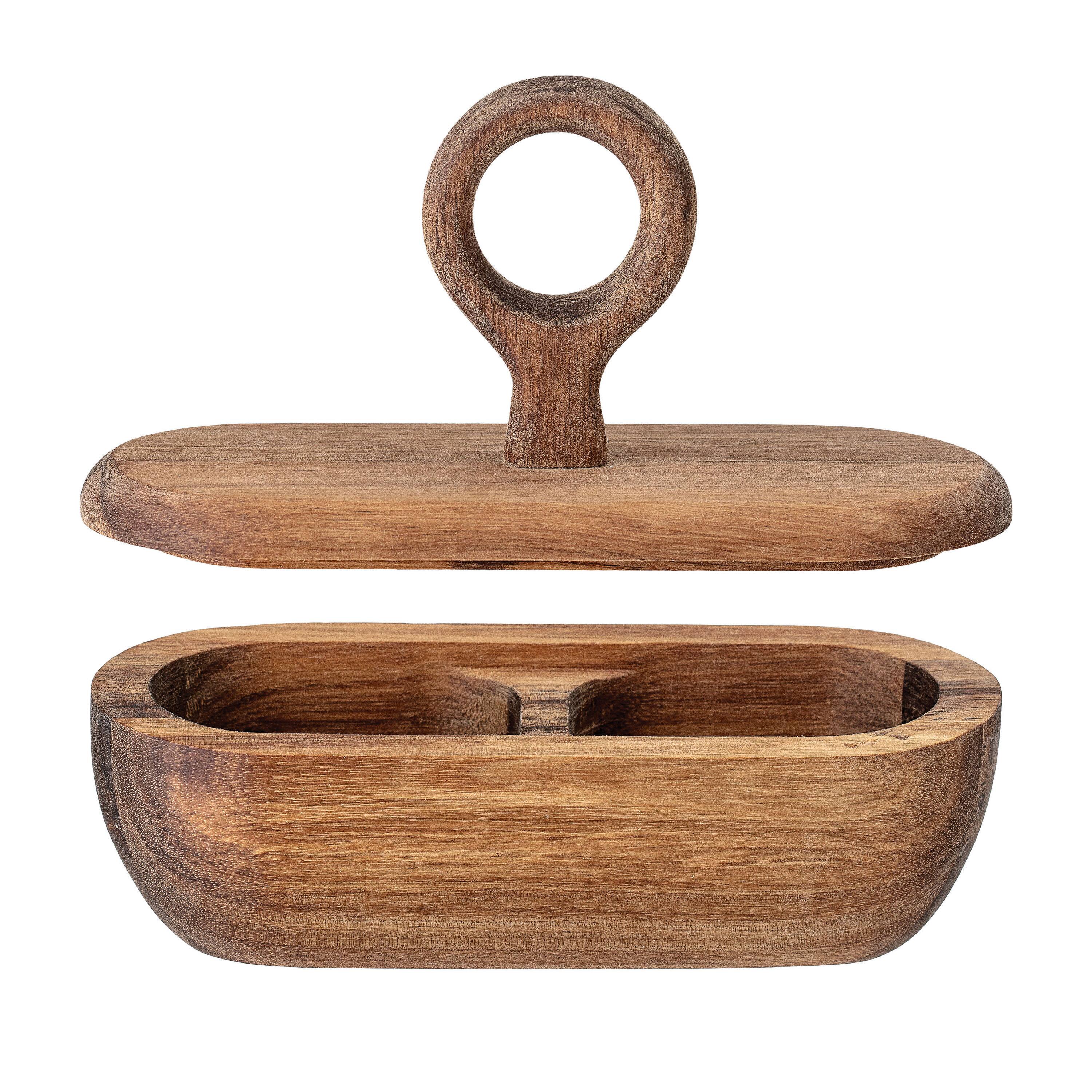 Hello Honey® 5" Acacia Wood Divided Container with Lid