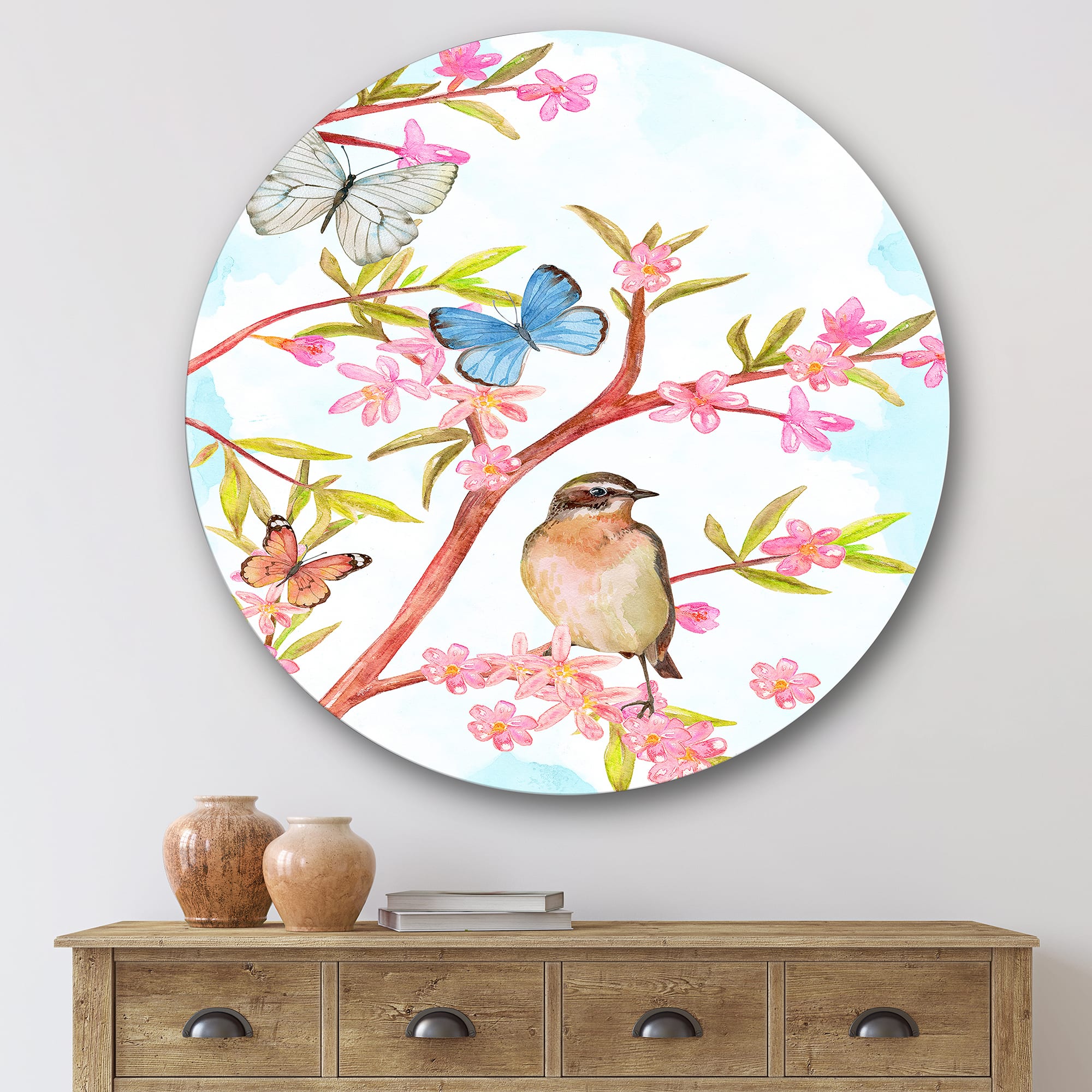 Designart - Clever Bird Sitting On Branch of A Spring Tree
