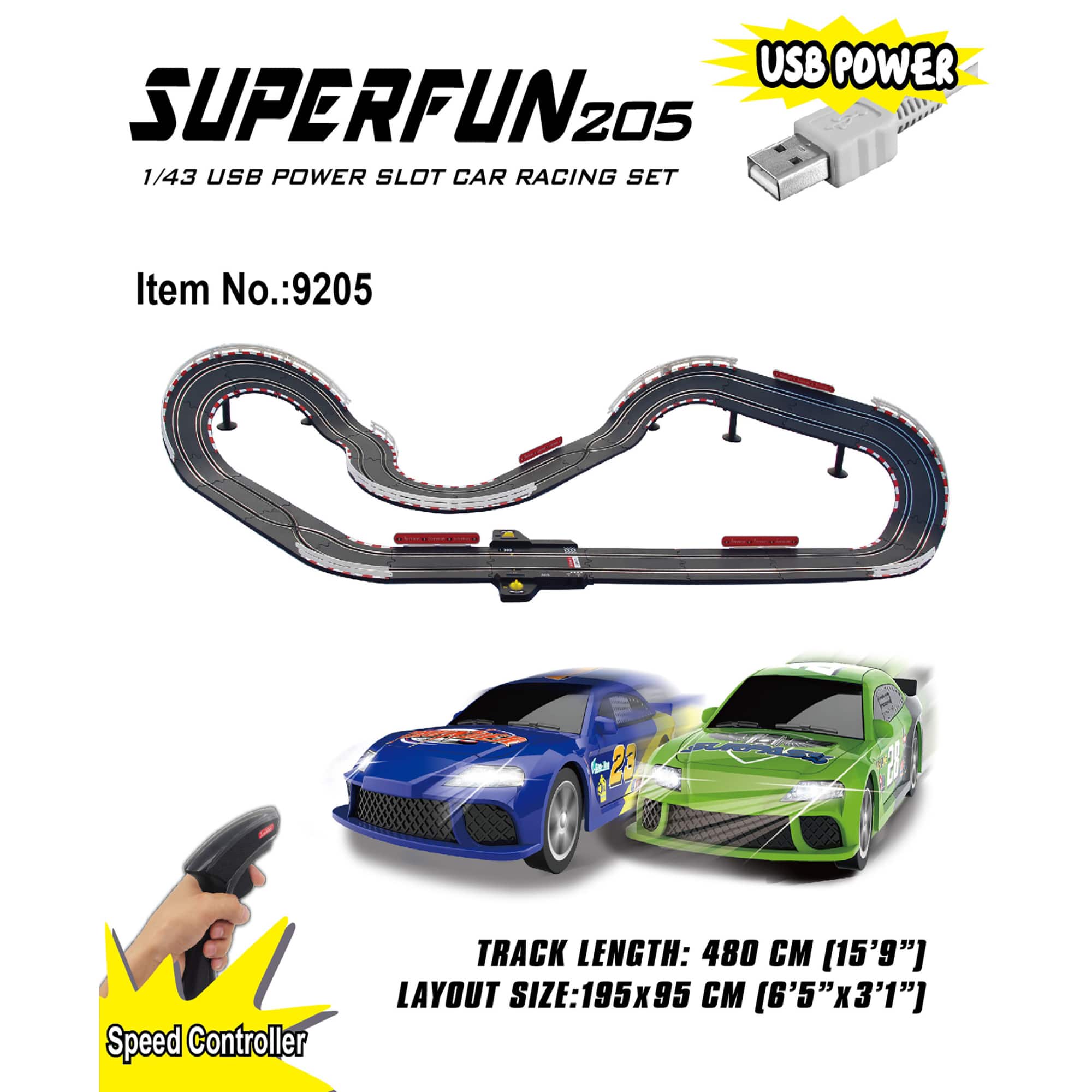 Joysway® SuperFun 205 USB Power Slot Car Racing Set