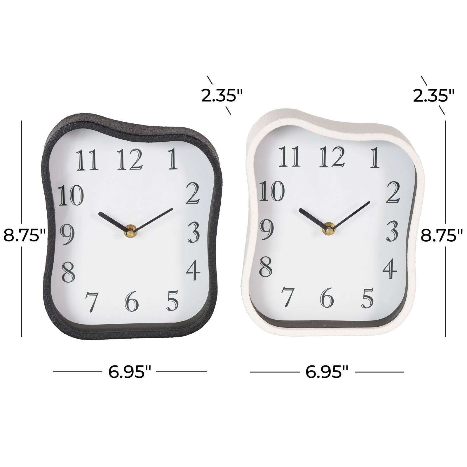 Black & White Metal Textured Decorative Clock Set