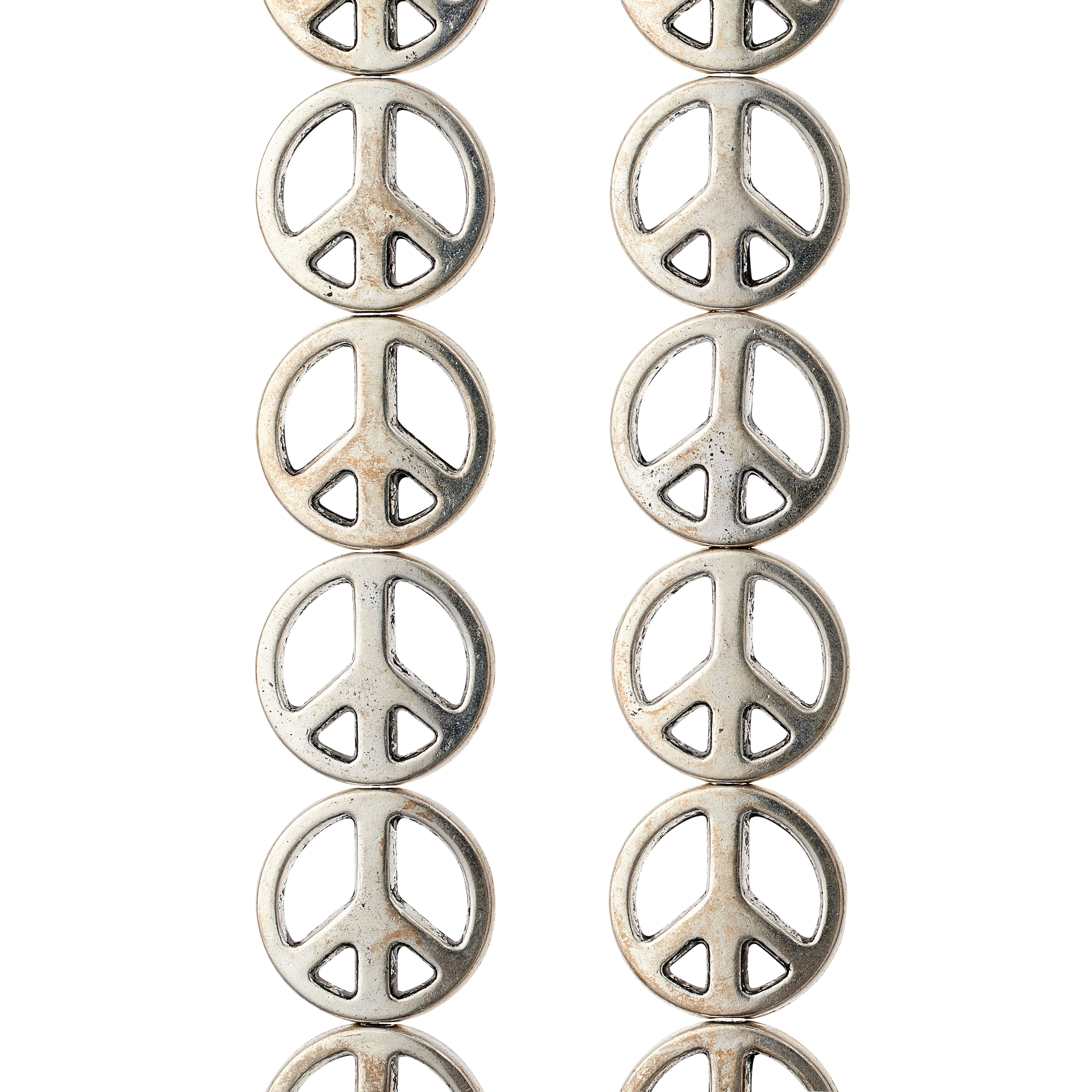 Silver Metal Peace Beads, 13mm by Bead Landing™