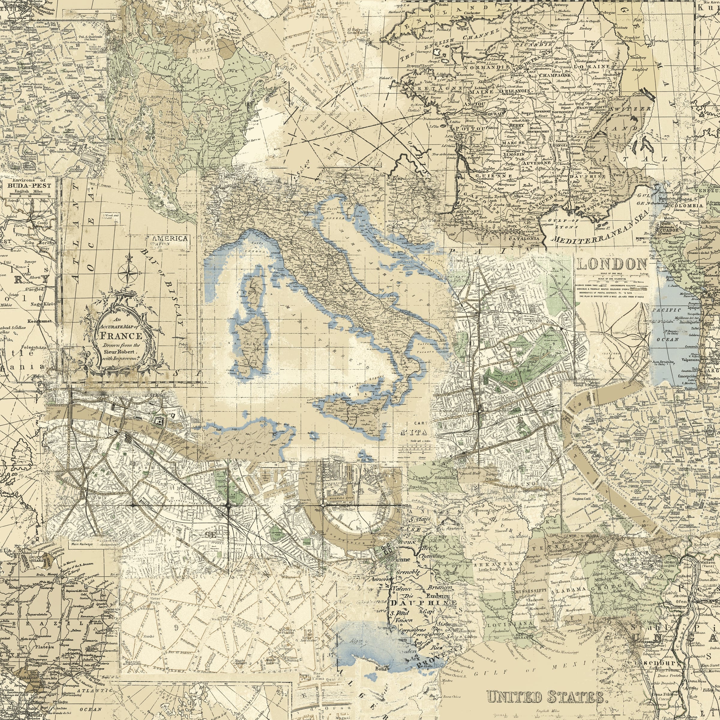 Northcott  World Travel Map Cotton Fabric