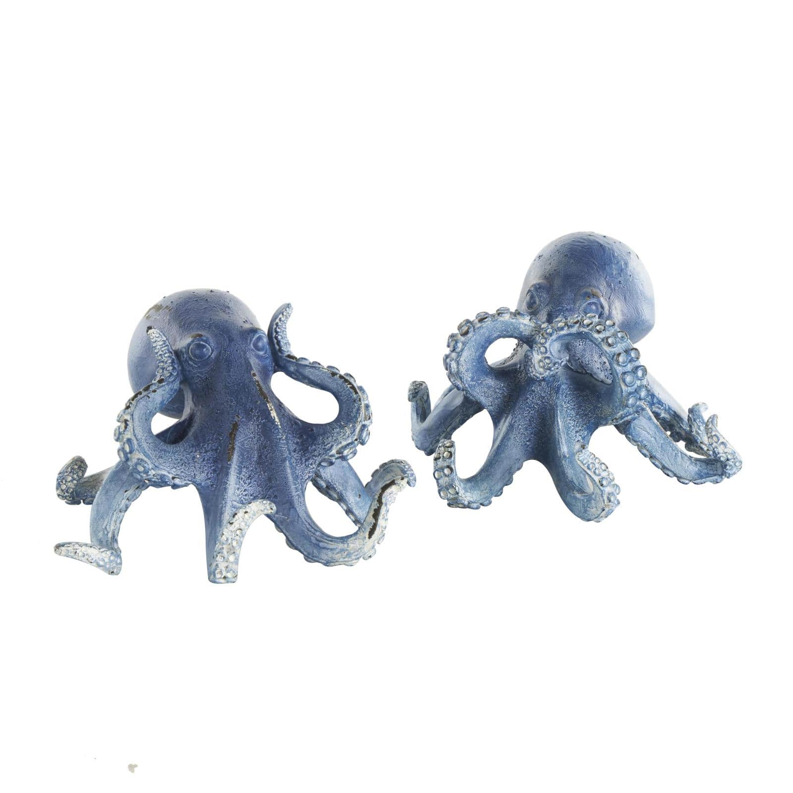 Dark Blue Octopus Sculpture Set