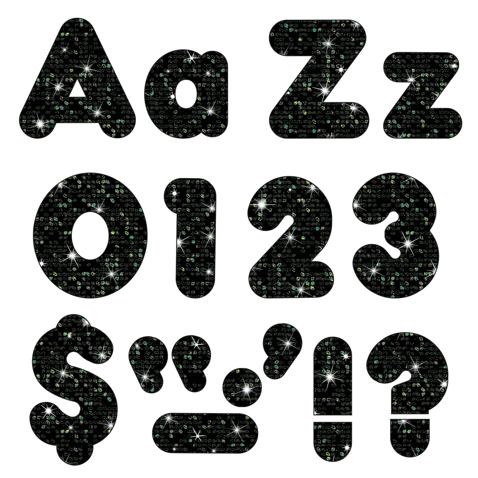 TREND Enterprises® Black Sparkle 4" Casual Combo Ready Letters®, Pack of 3
