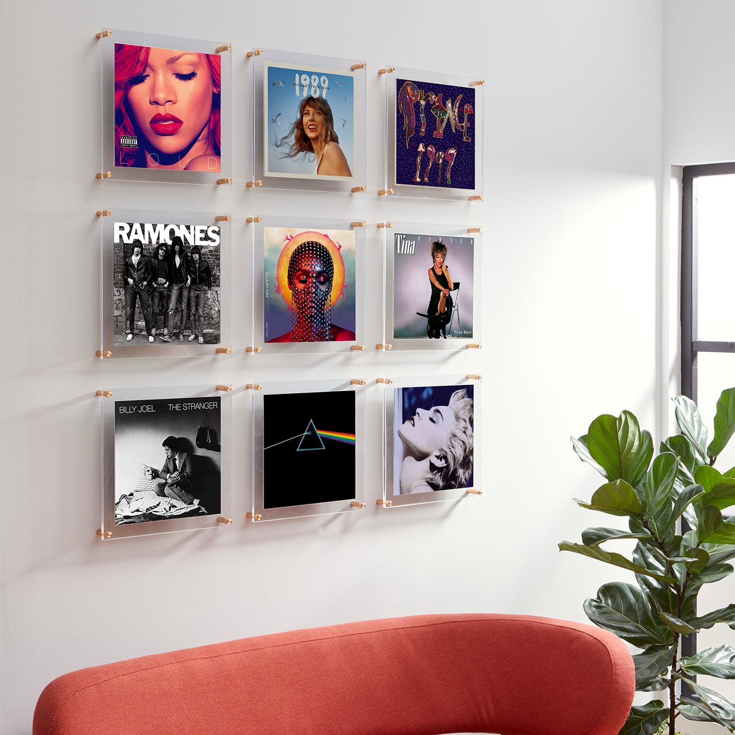 Wexel Art 12'' x 12'' Acrylic Floating Frame for Album Covers with Gold Hardware