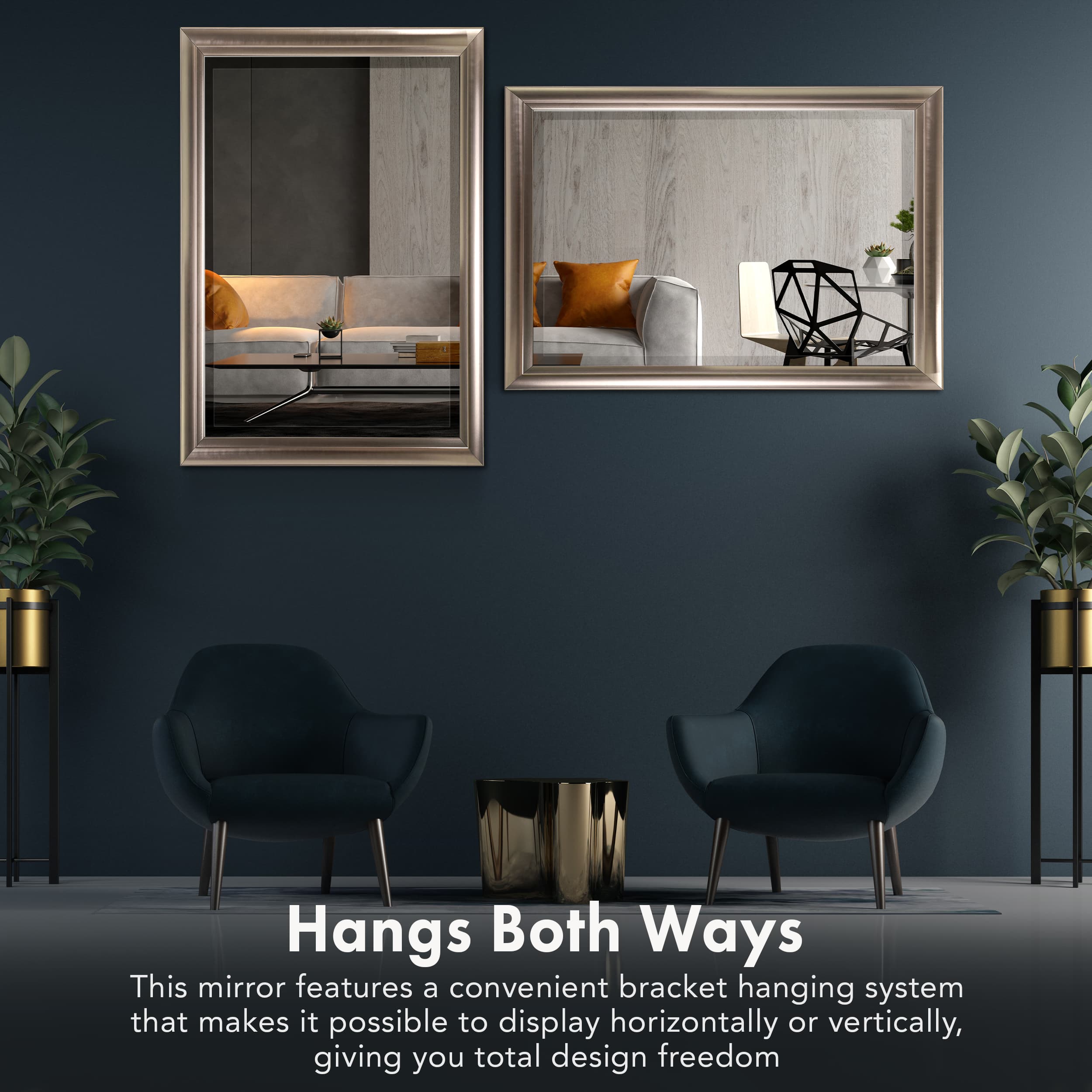 Head West 40" x 28" Oil Rubbed Antique Brushed Nickel Framed Wall Mirror