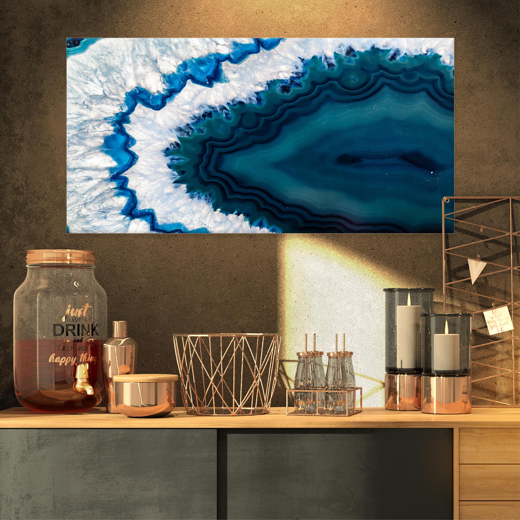 Designart - Blue Brazilian Geode - Abstract Canvas Wall Art Print