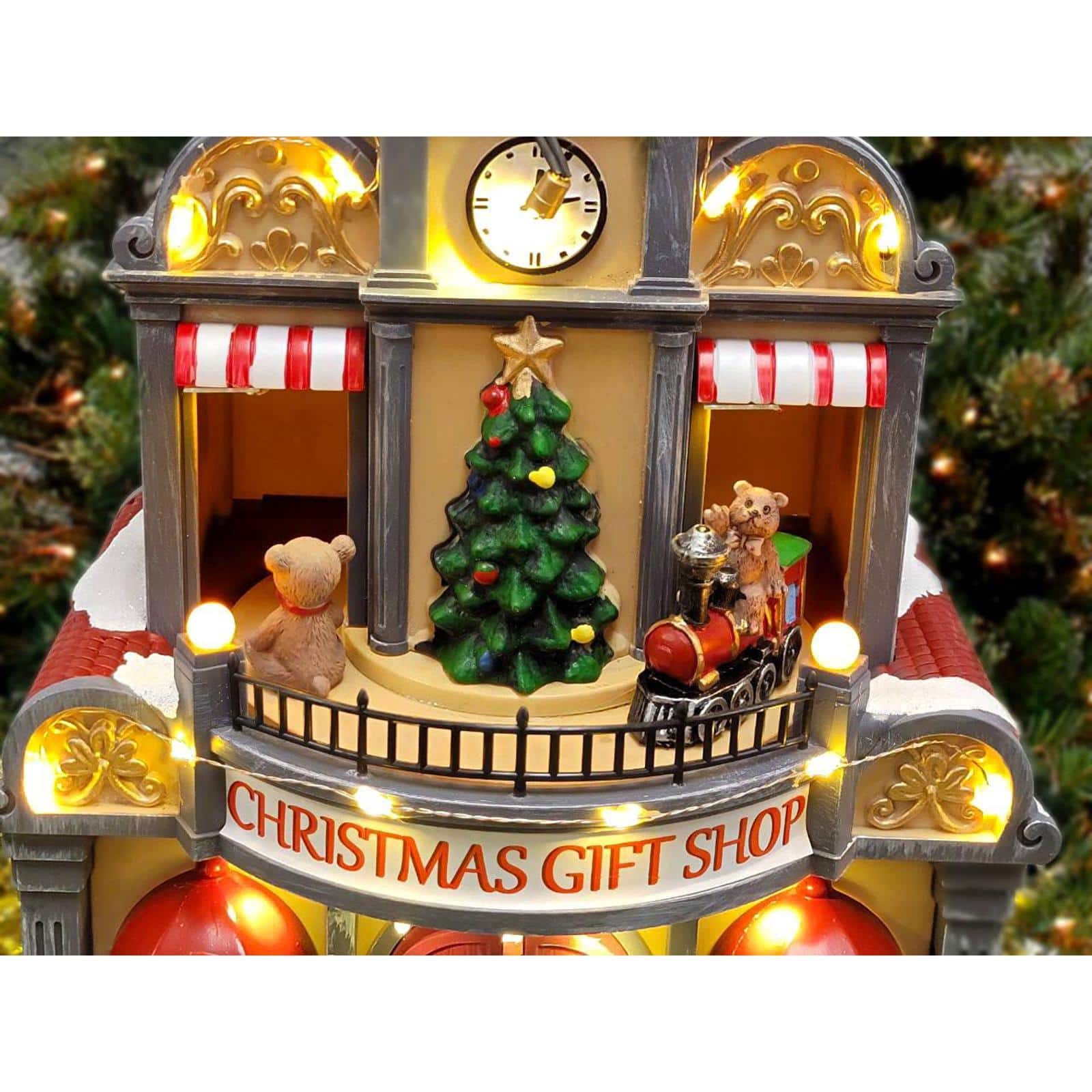 Wizardi 19.7" Christmas Village Gift Shop with LED Lights