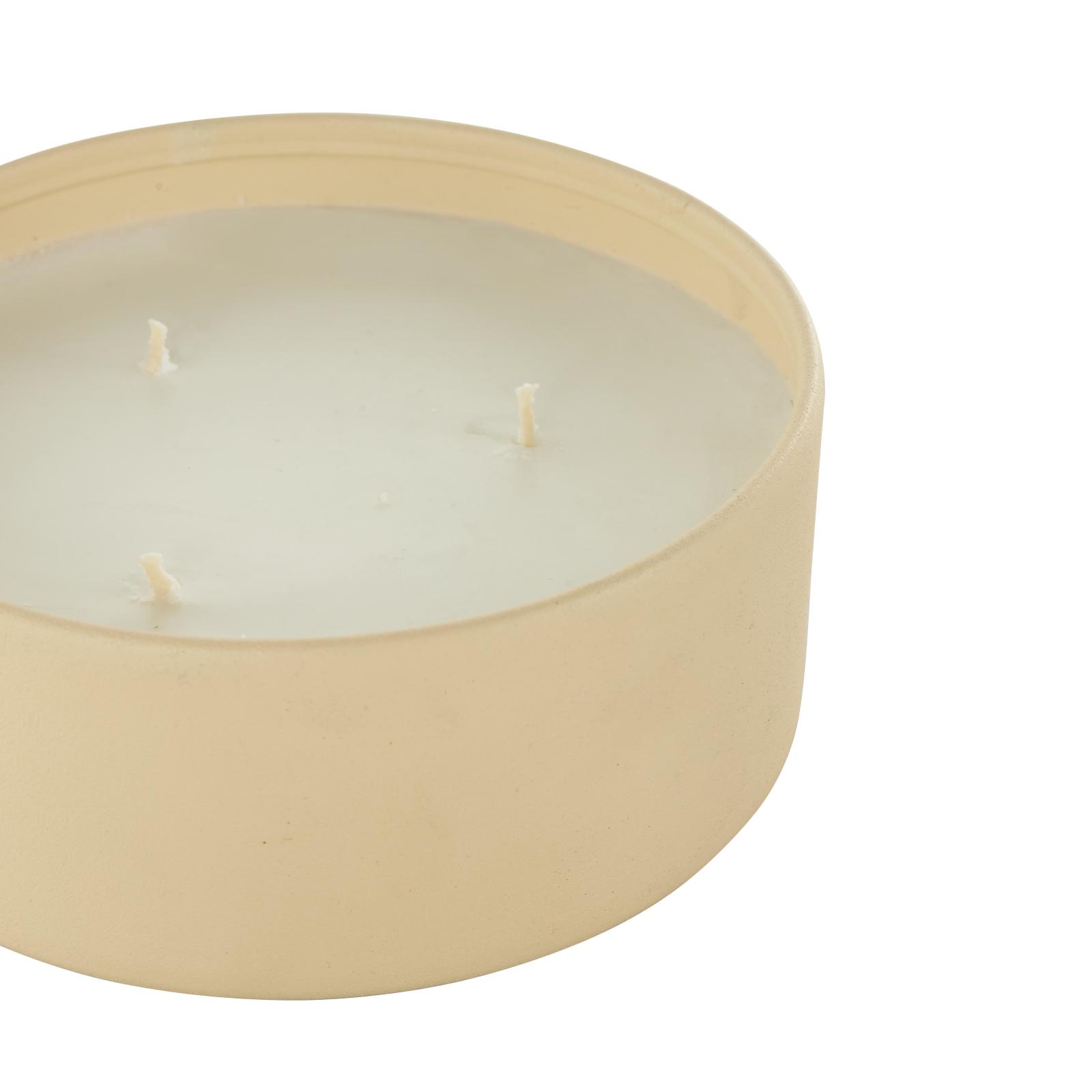 Ivory and Iris 22oz. Beige with White Wax 3 Wick Rose Blossom & Sandalwood Scented Metal Candle