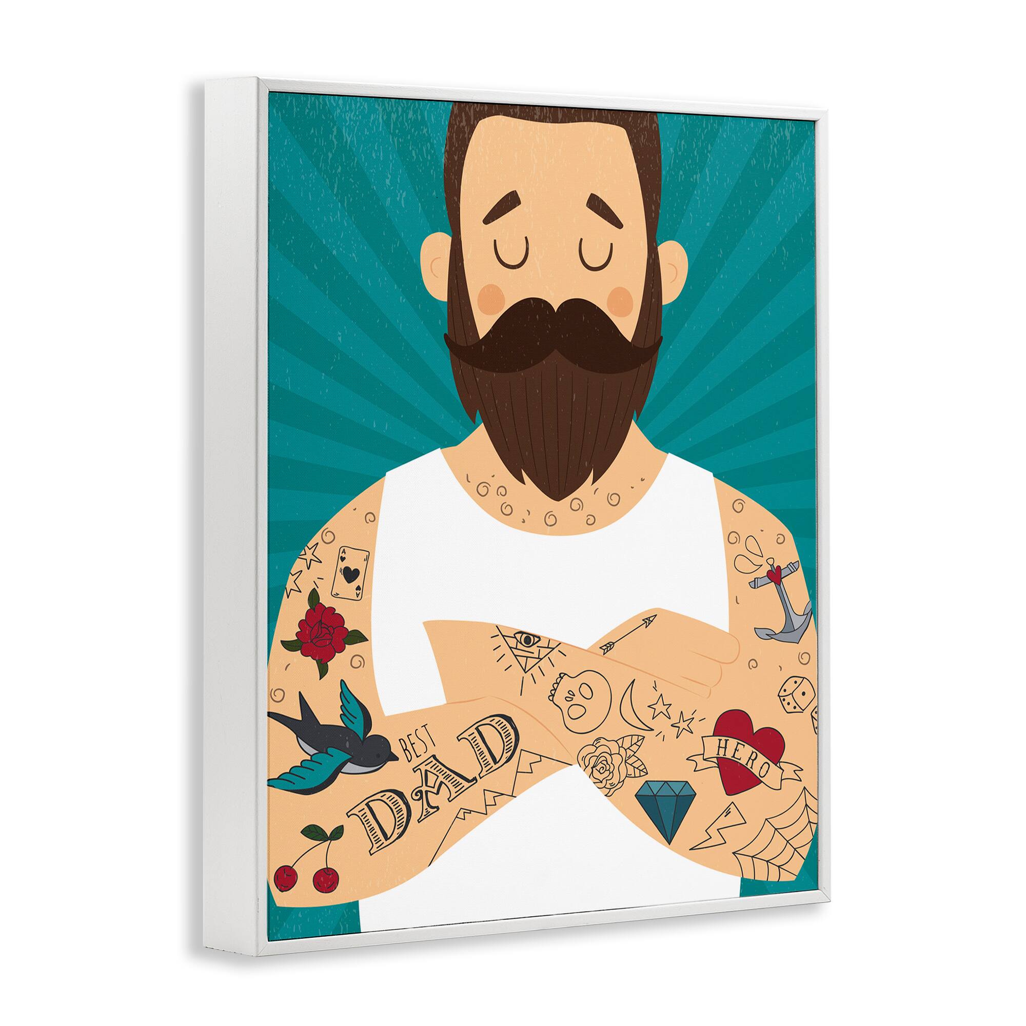 Stupell Industries Best Dad Father's Day Tattoos Framed Giclee Art