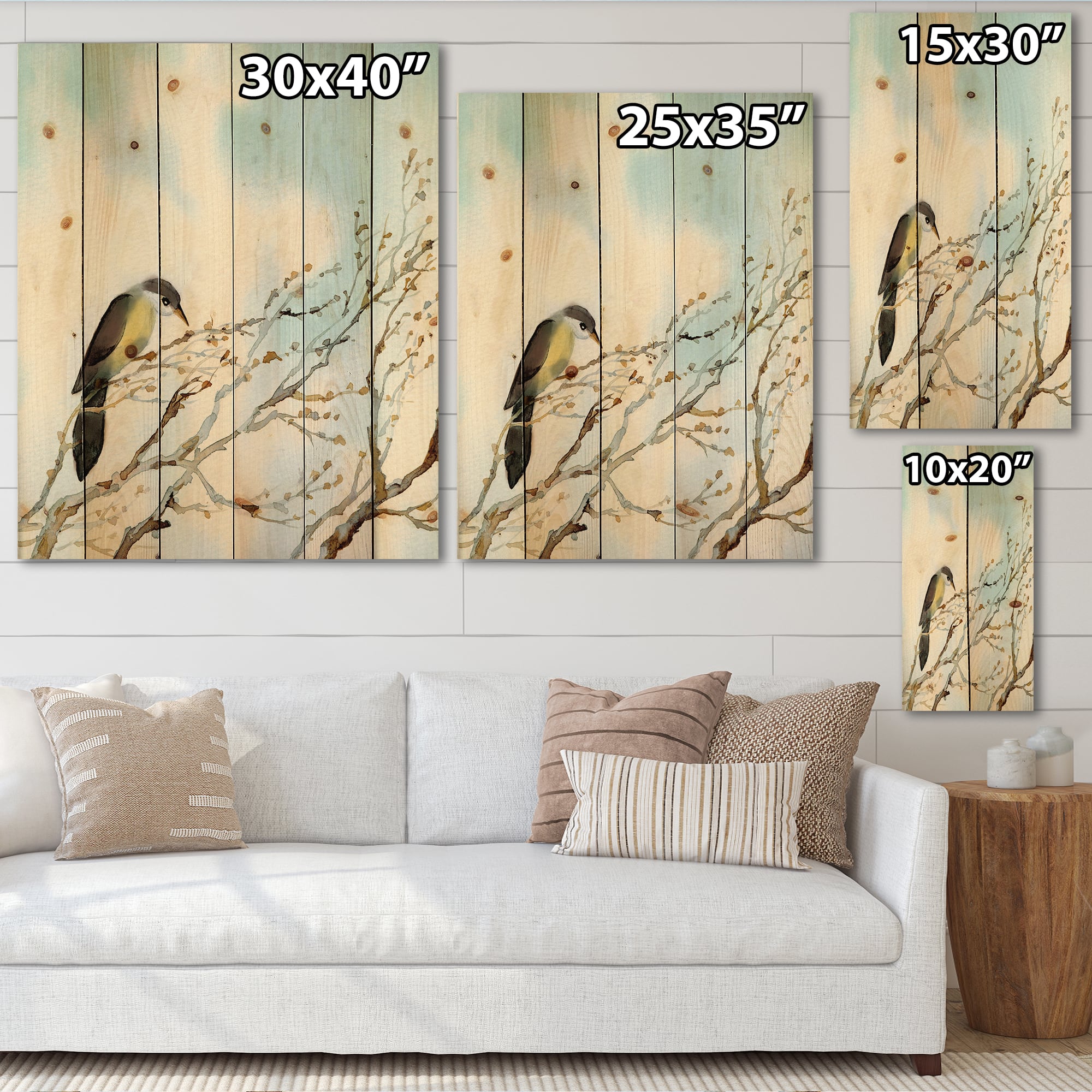 Designart - Bird On Old Bare Tree With Blue Cloudy Sky