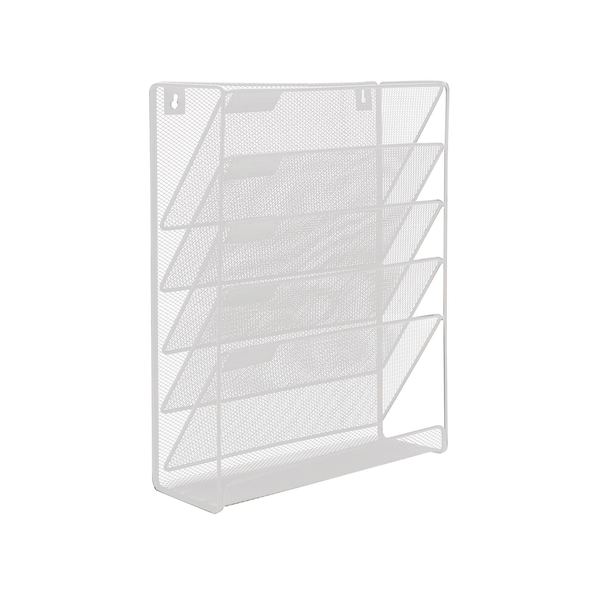 Mind Reader 6 Compartment Vertical Hanging Wall File & Chart Organizer