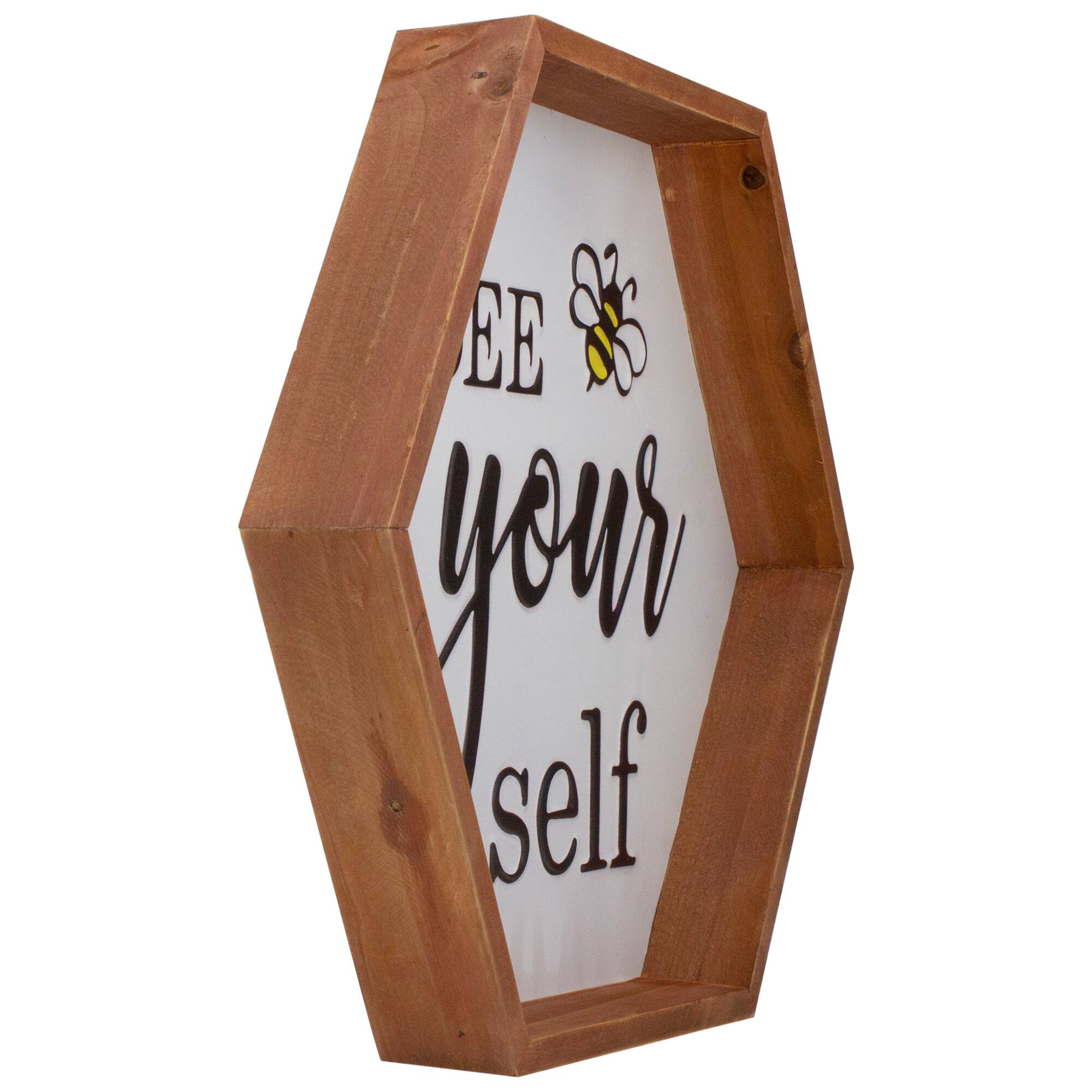 Wooden Framed Bee Yourself Metal Sign Spring Wall & Tabletop Décor