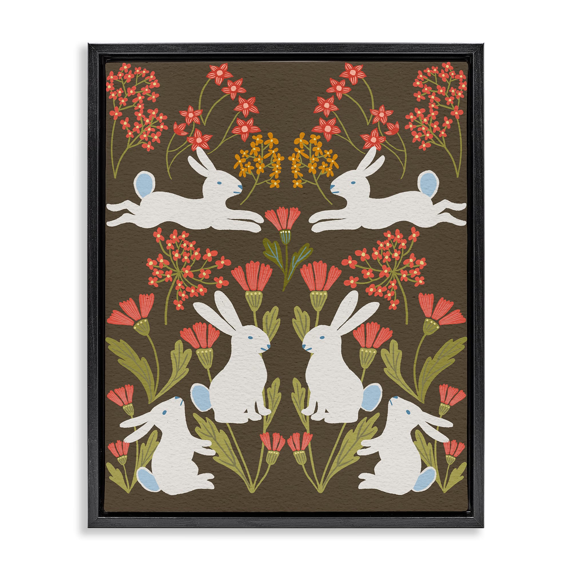 Stupell Industries Wild Spring Blooms & Rabbits Floating Frame Wall Art
