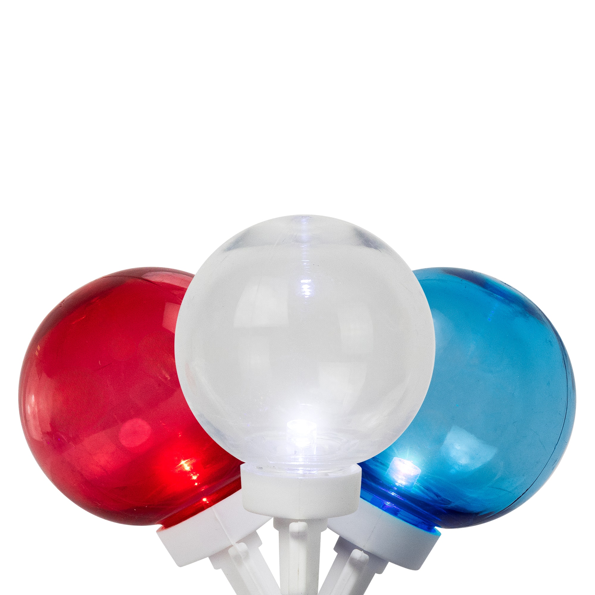 Patriotic LED G40 Christmas Lights - Red White and Blue - 11' White Wire - 25ct