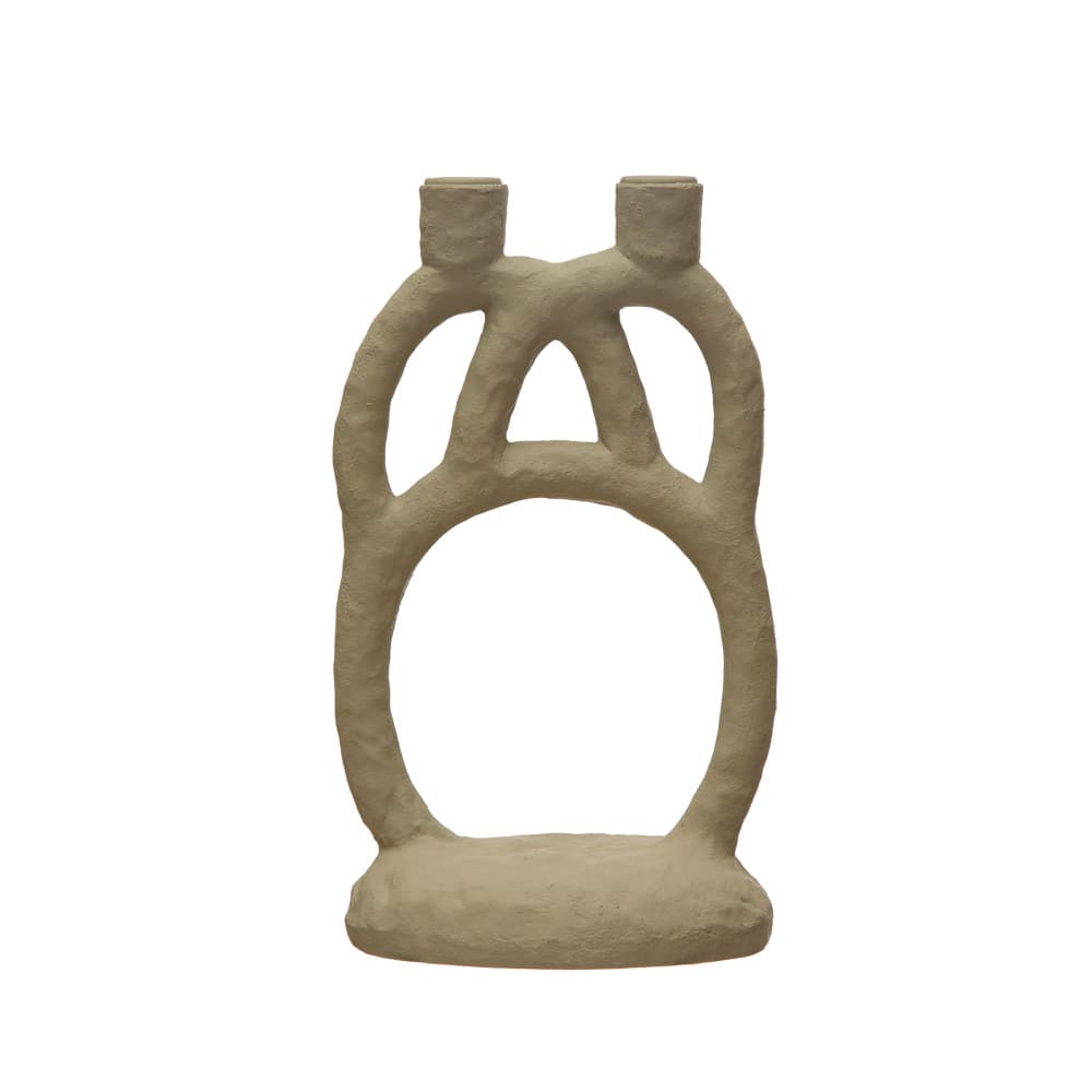Hello Honey® 12" Ivory Modern Sculptural Double Taper Candle Holder
