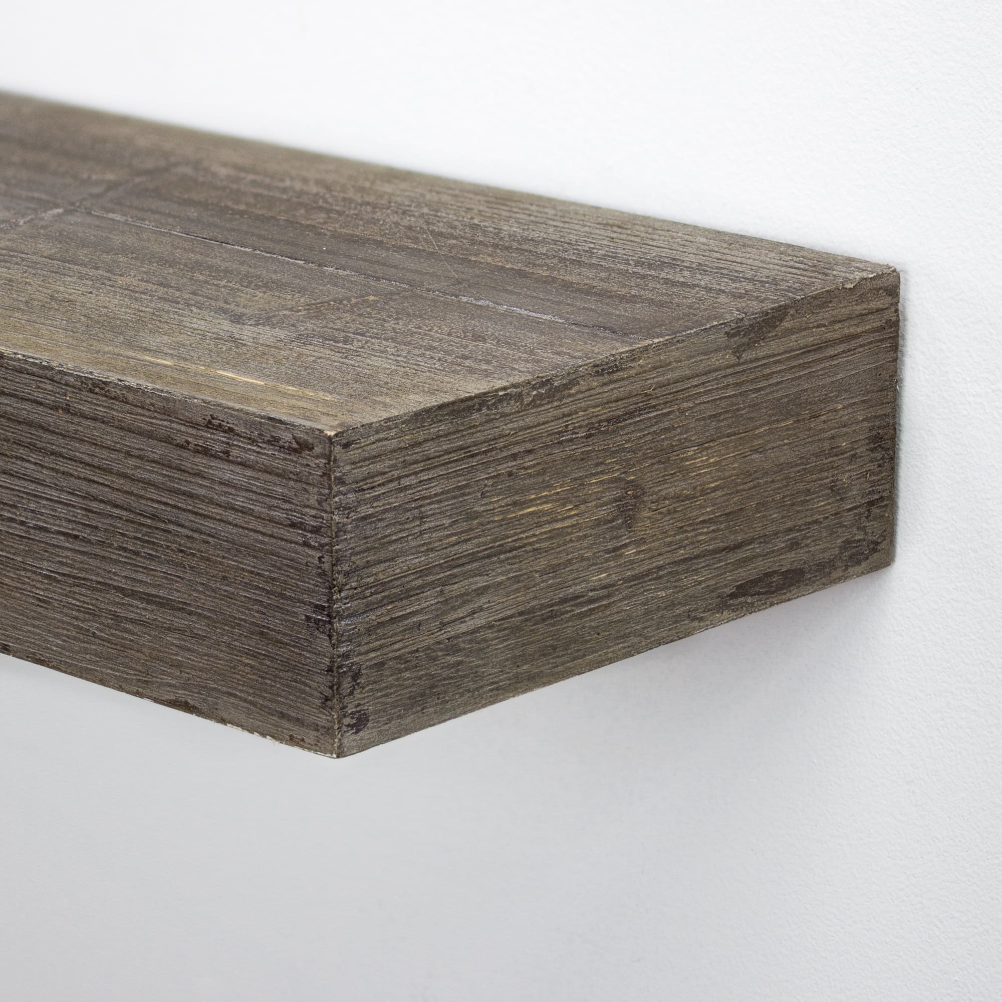 Small Gray Rustic Wood Floating Wall Shelf
