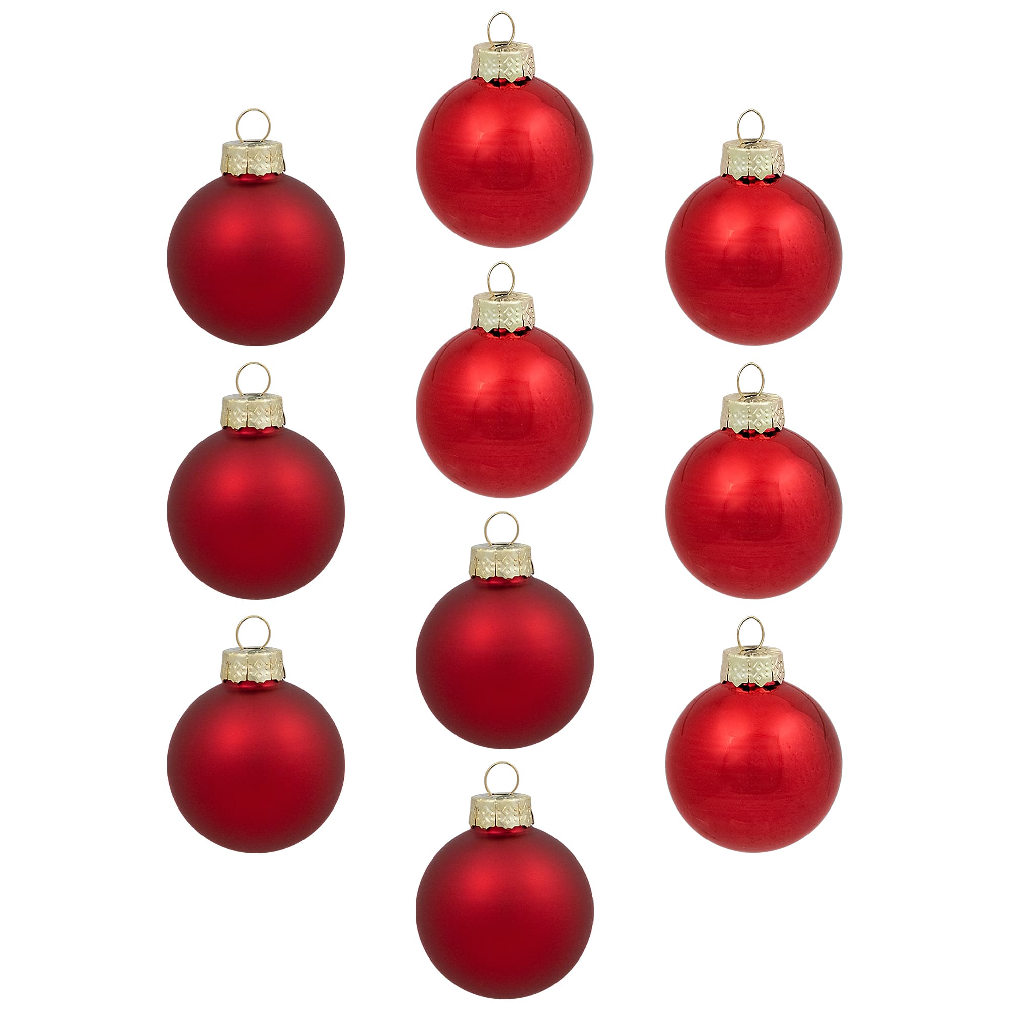 Northlight 1.5" Red 2-Finish Christmas Glass Ball Ornaments Set
