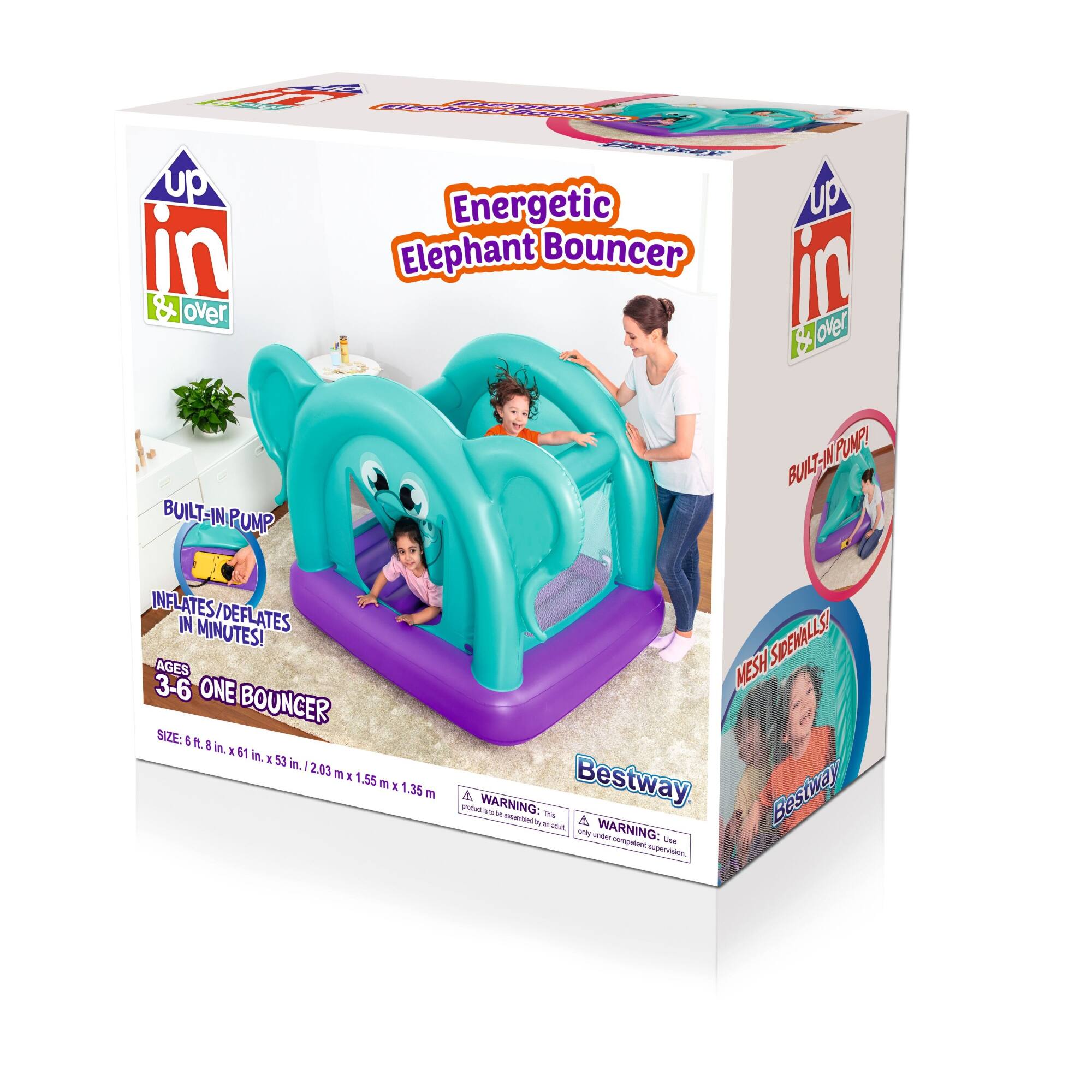 Bestway® Up In & Over™ Energetic Elephant Bouncer with Built-in Pump