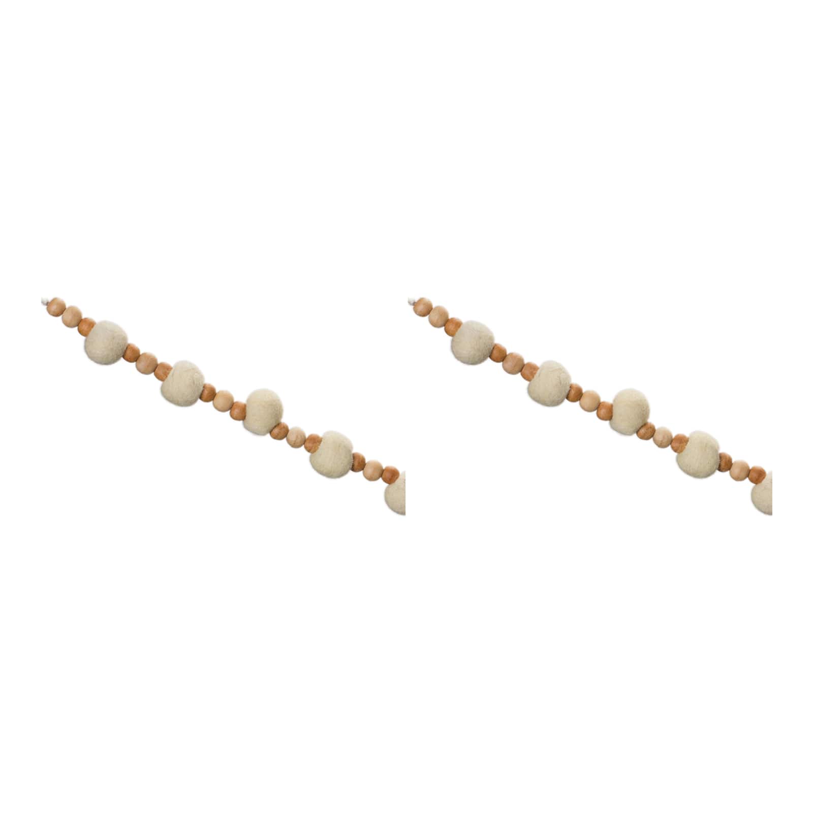 5.5ft. White & Beige Wood Beaded String Garlands, 2ct.