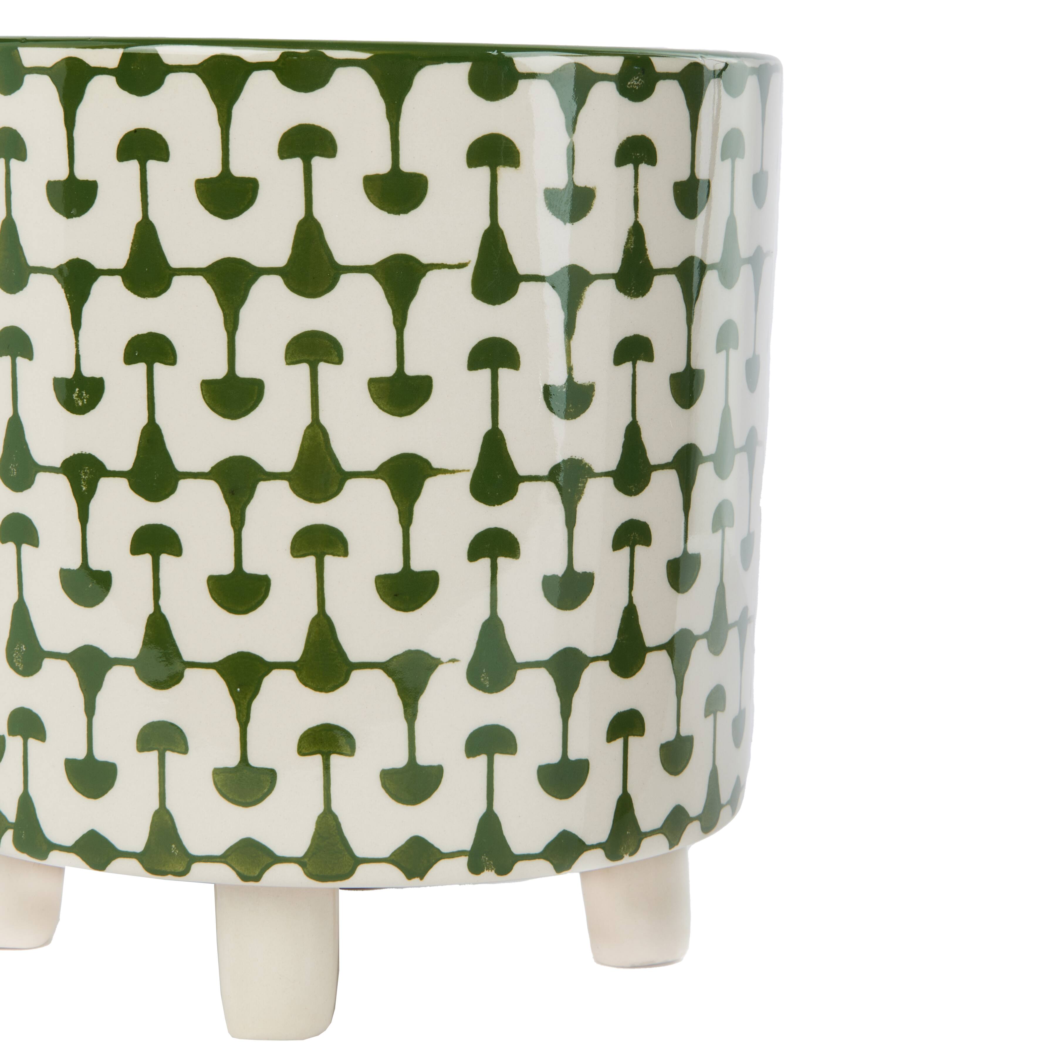 Hello Honey® 8" Footed Stoneware Planter with Abstract Print