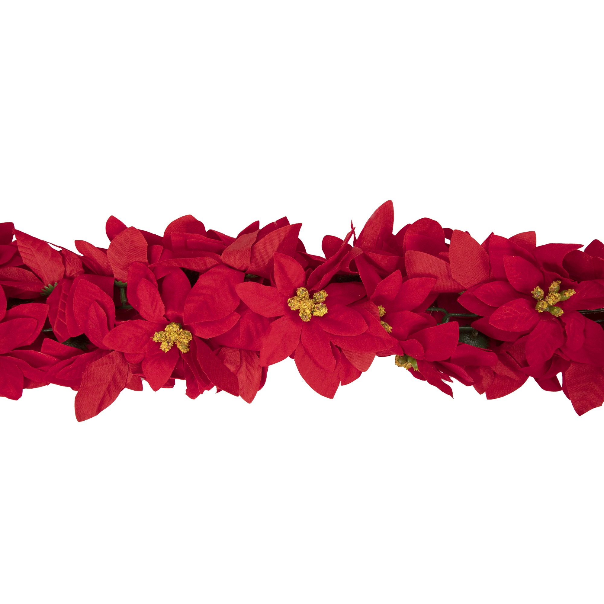 6ft. Unlit Red Poinsettia Artificial Christmas Garland